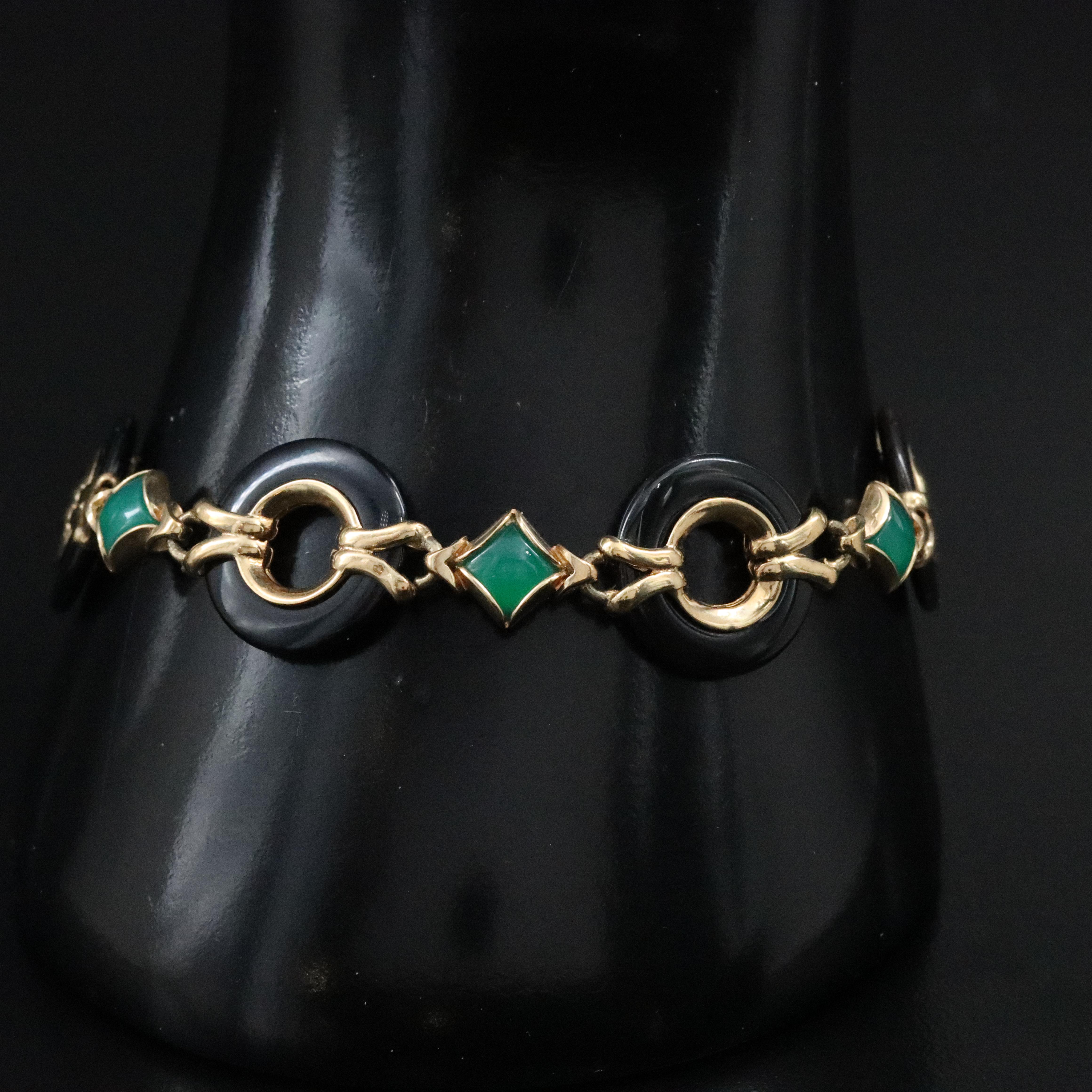 Repair Lot 14K Black Onyx and Chalcedony Bracelet