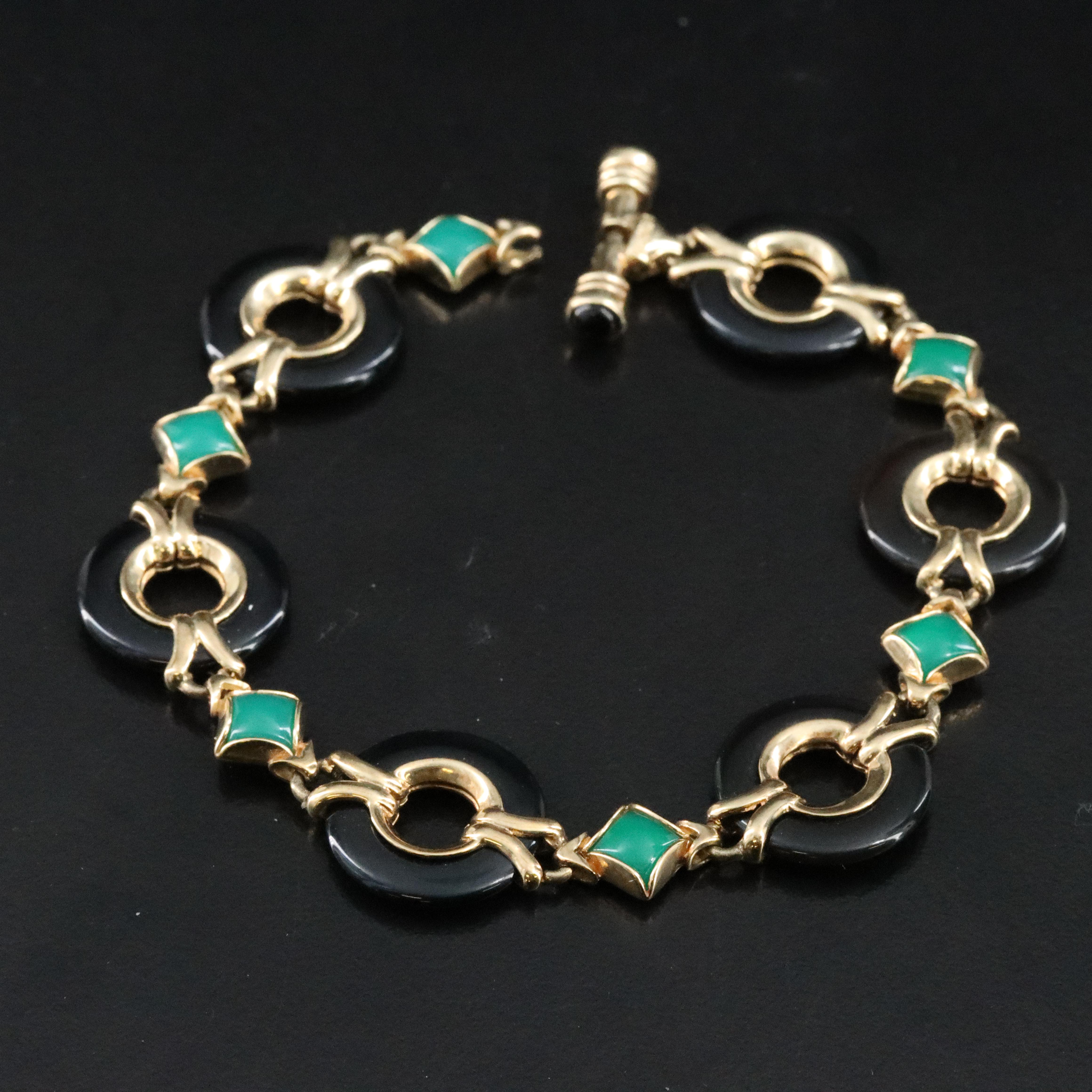 Repair Lot 14K Black Onyx and Chalcedony Bracelet