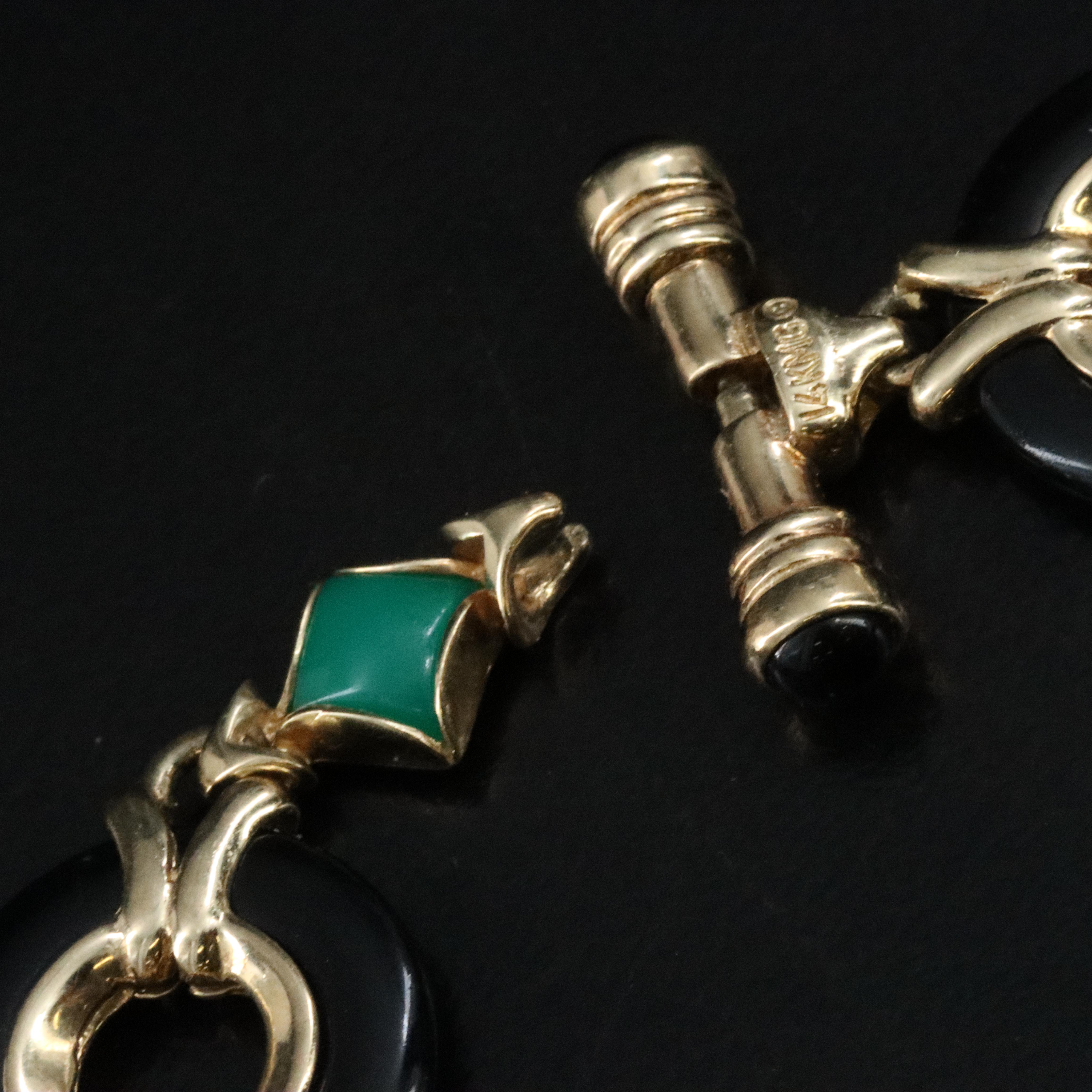 Repair Lot 14K Black Onyx and Chalcedony Bracelet