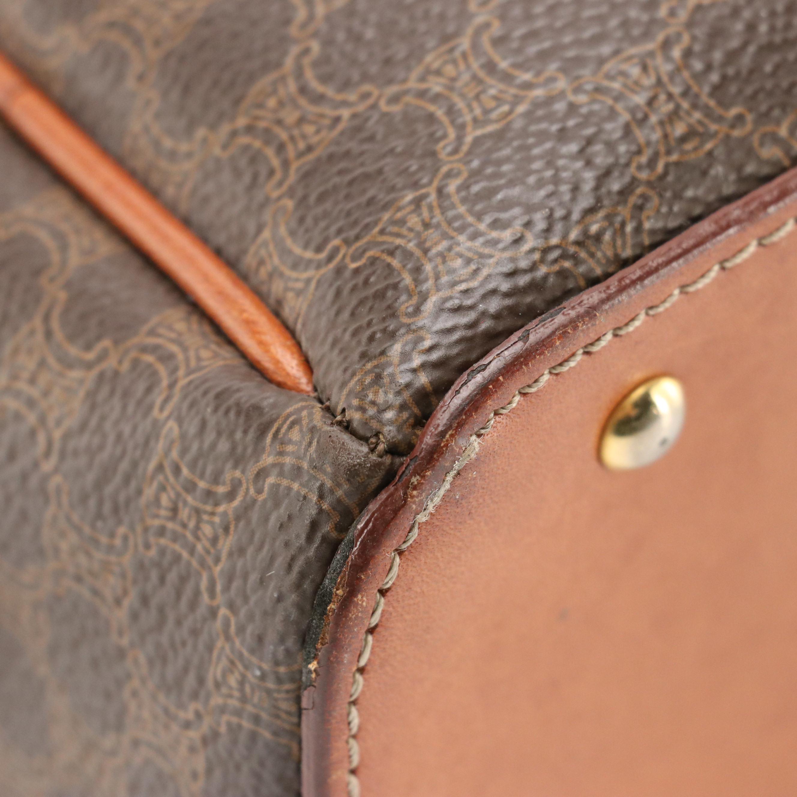 Celine Macadam Coated Canvas and Leather Handbag