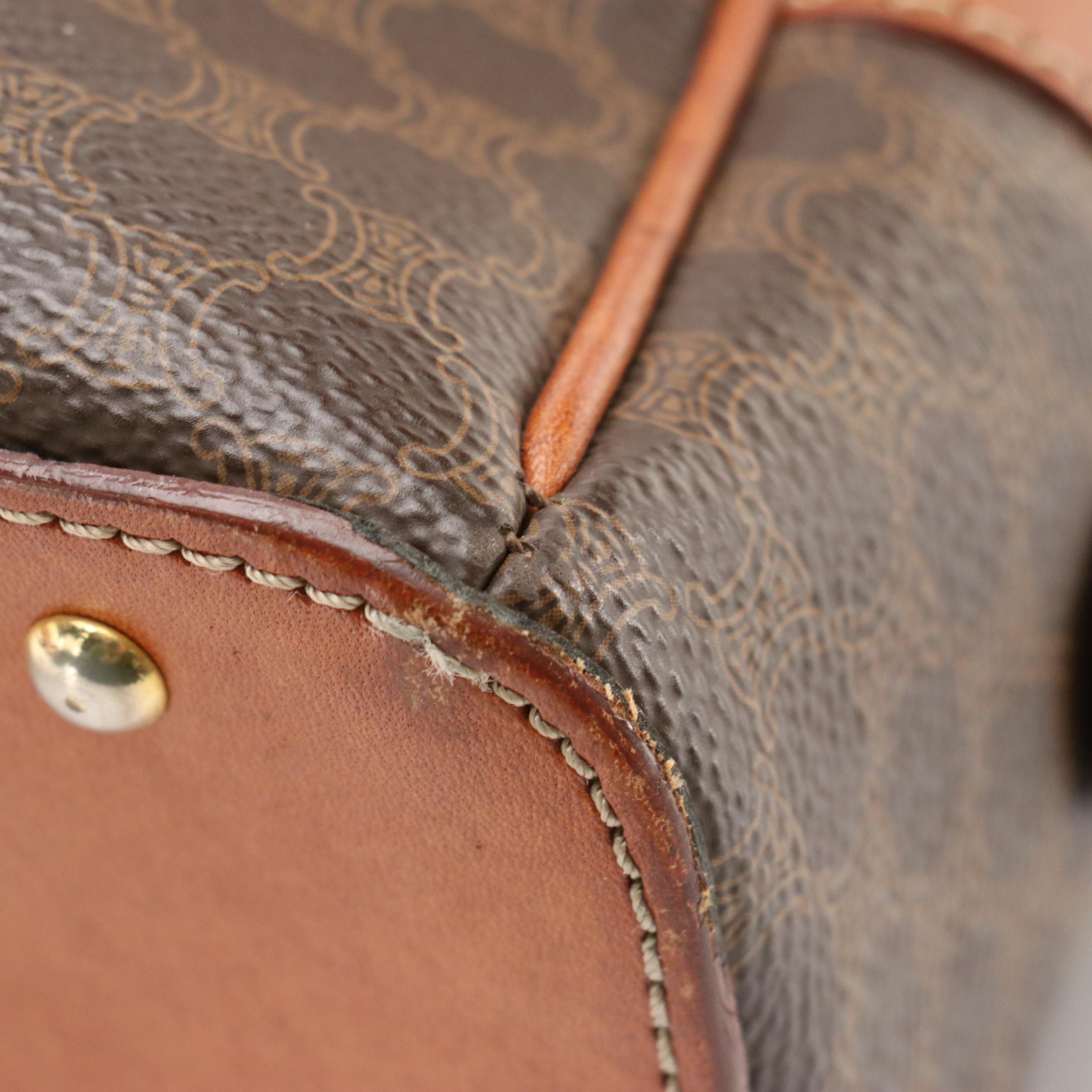 Celine Macadam Coated Canvas and Leather Handbag