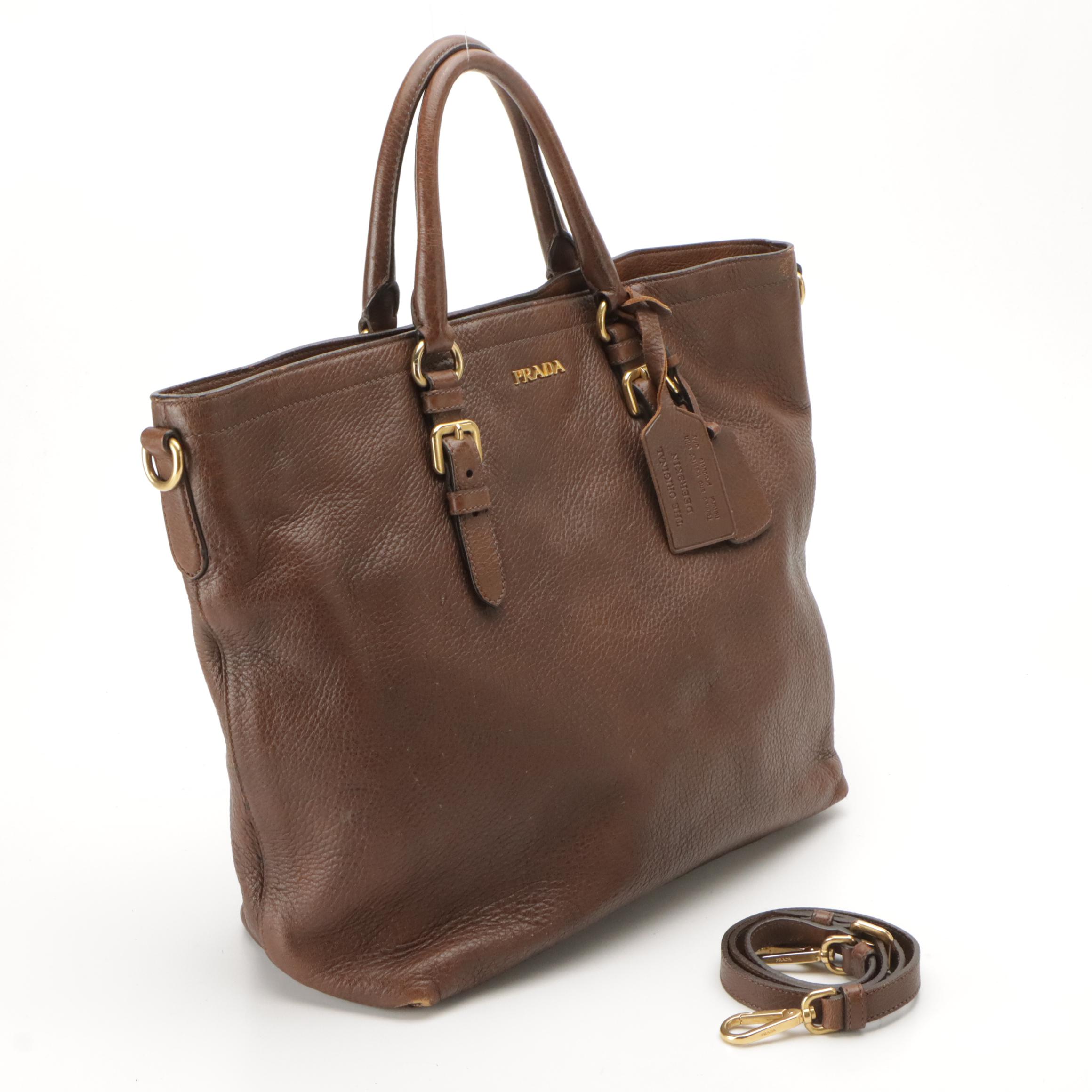Prada Large Tote BN1795 in Bruciato Cervo Leather