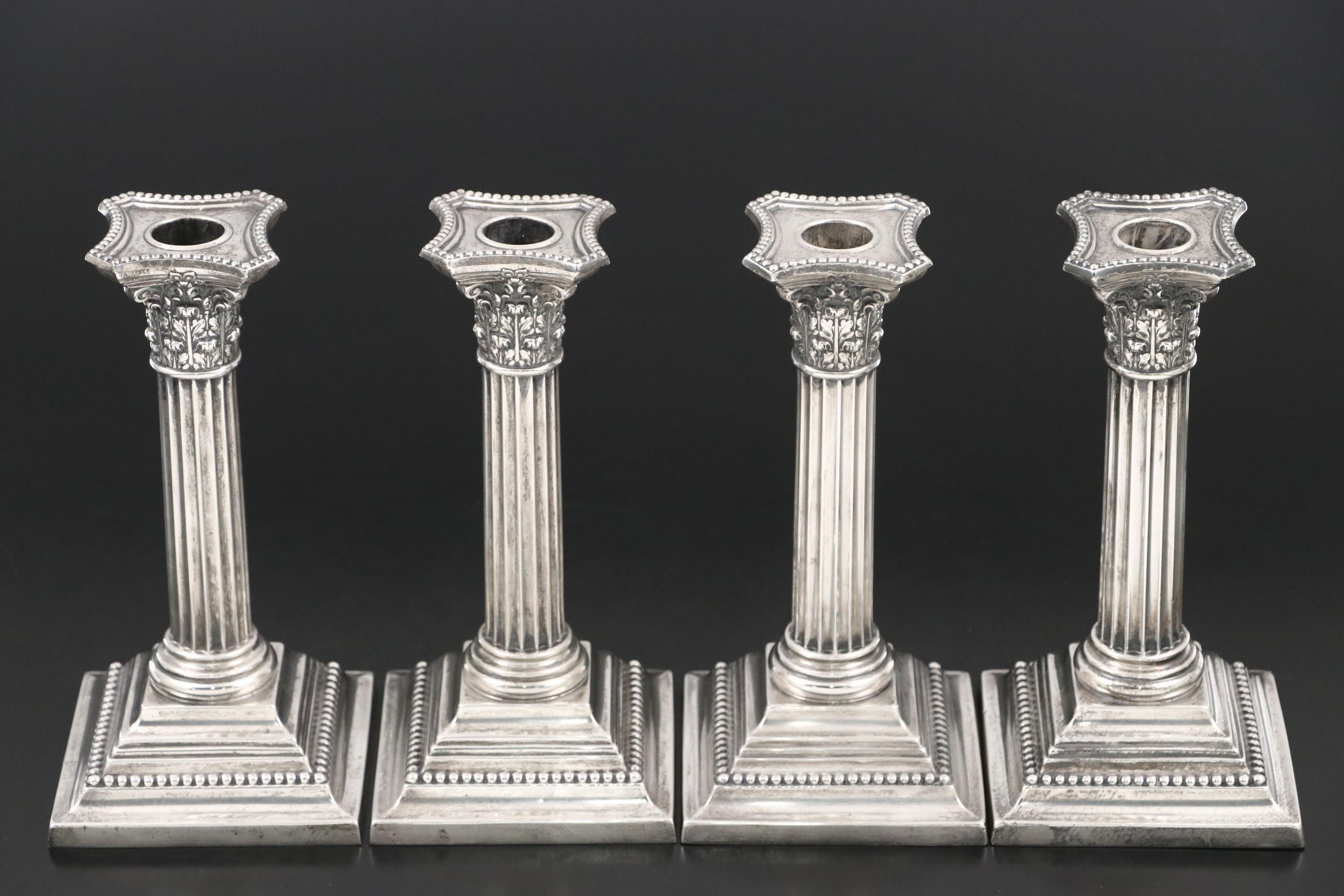 Gorham Sterling Silver Columnar Candlesticks, Early 20th. Century