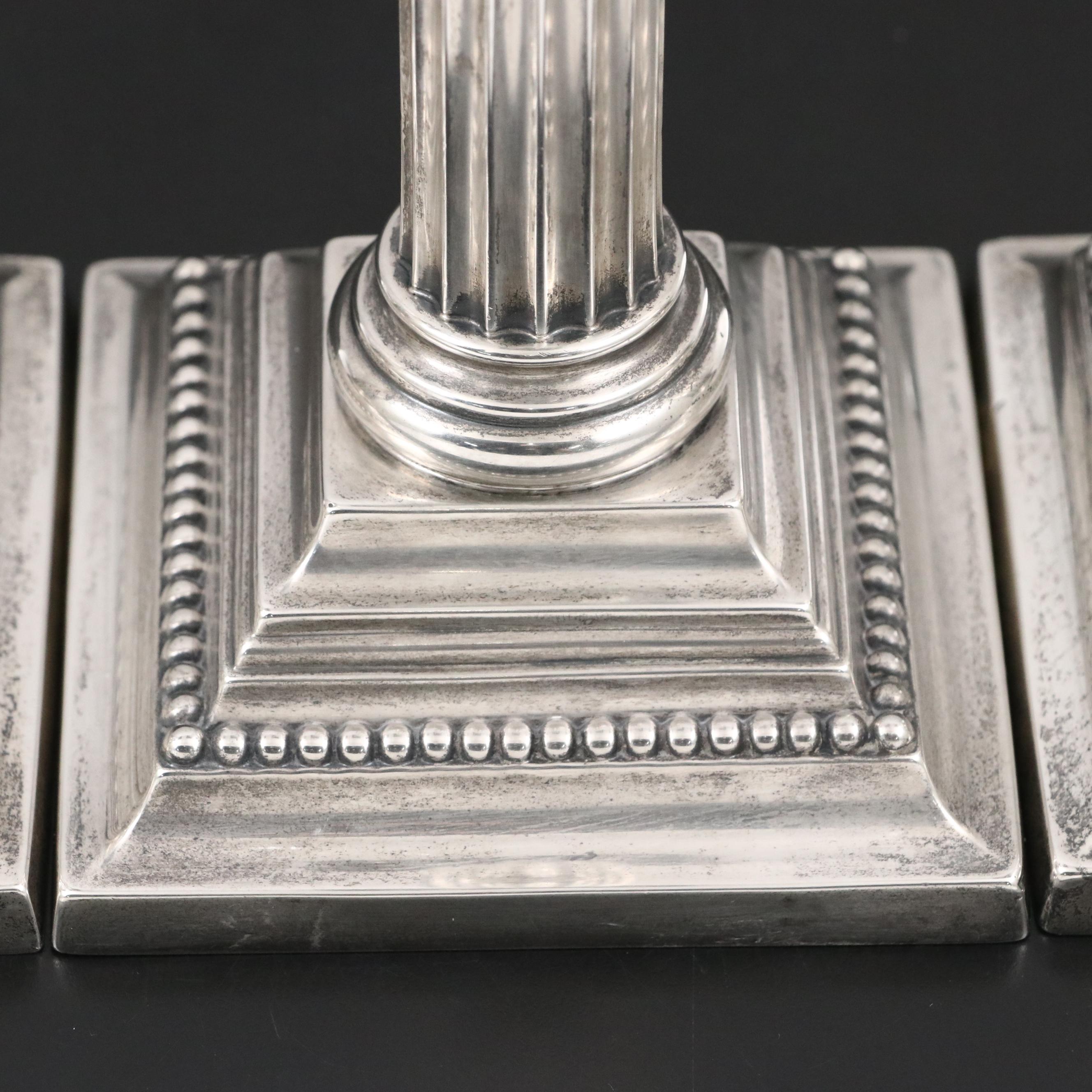 Gorham Sterling Silver Columnar Candlesticks, Early 20th. Century