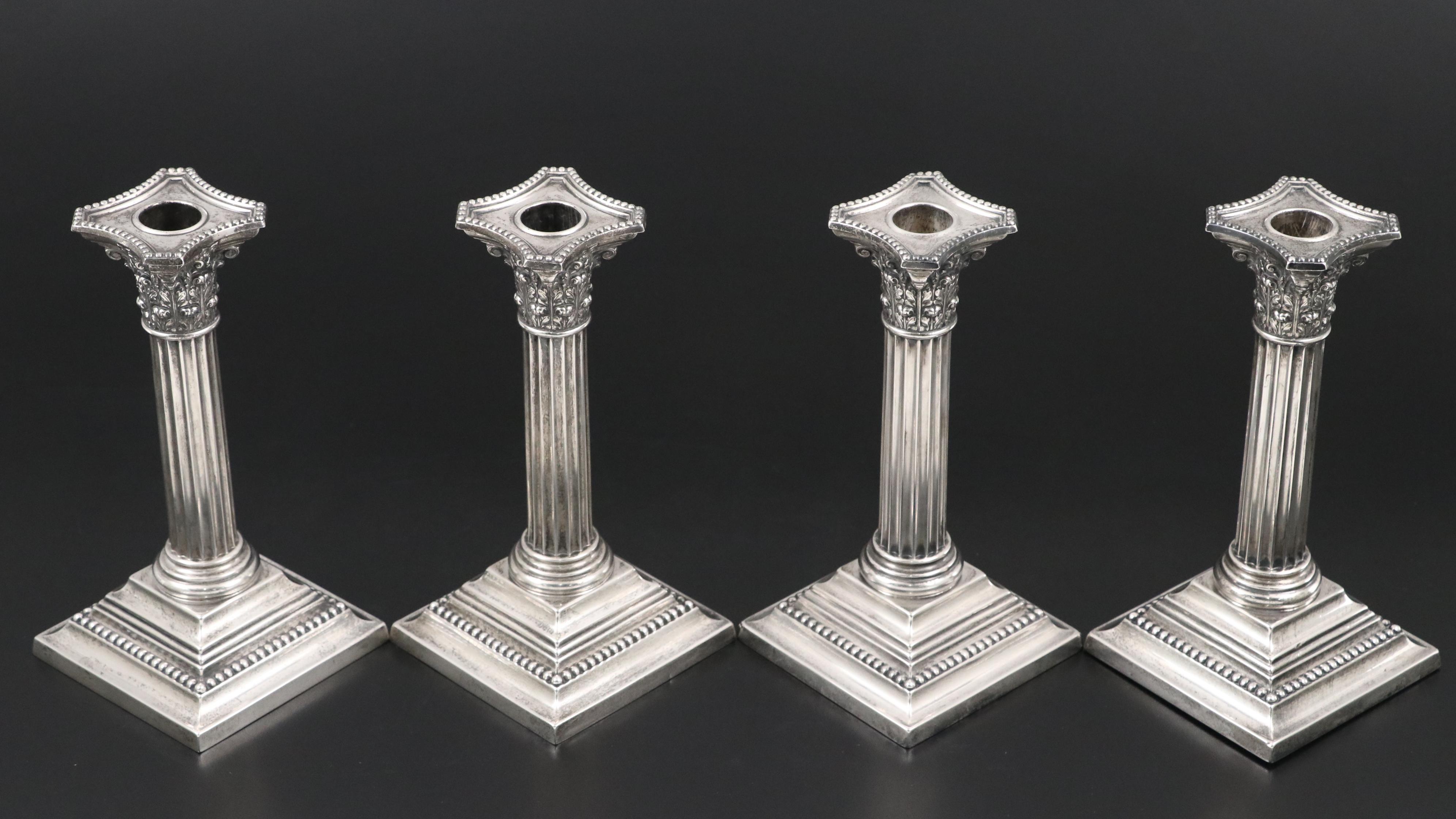 Gorham Sterling Silver Columnar Candlesticks, Early 20th. Century