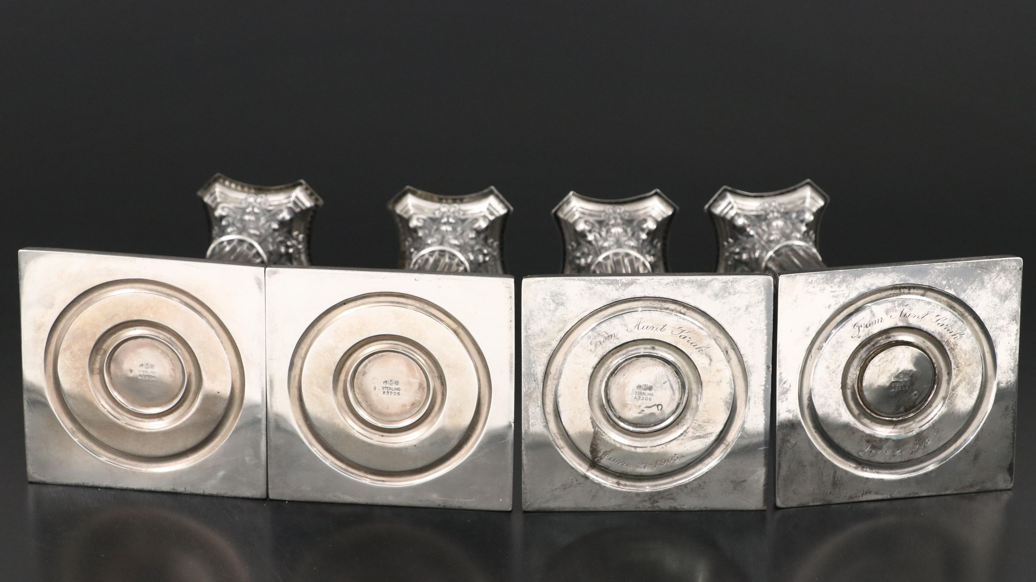 Gorham Sterling Silver Columnar Candlesticks, Early 20th. Century