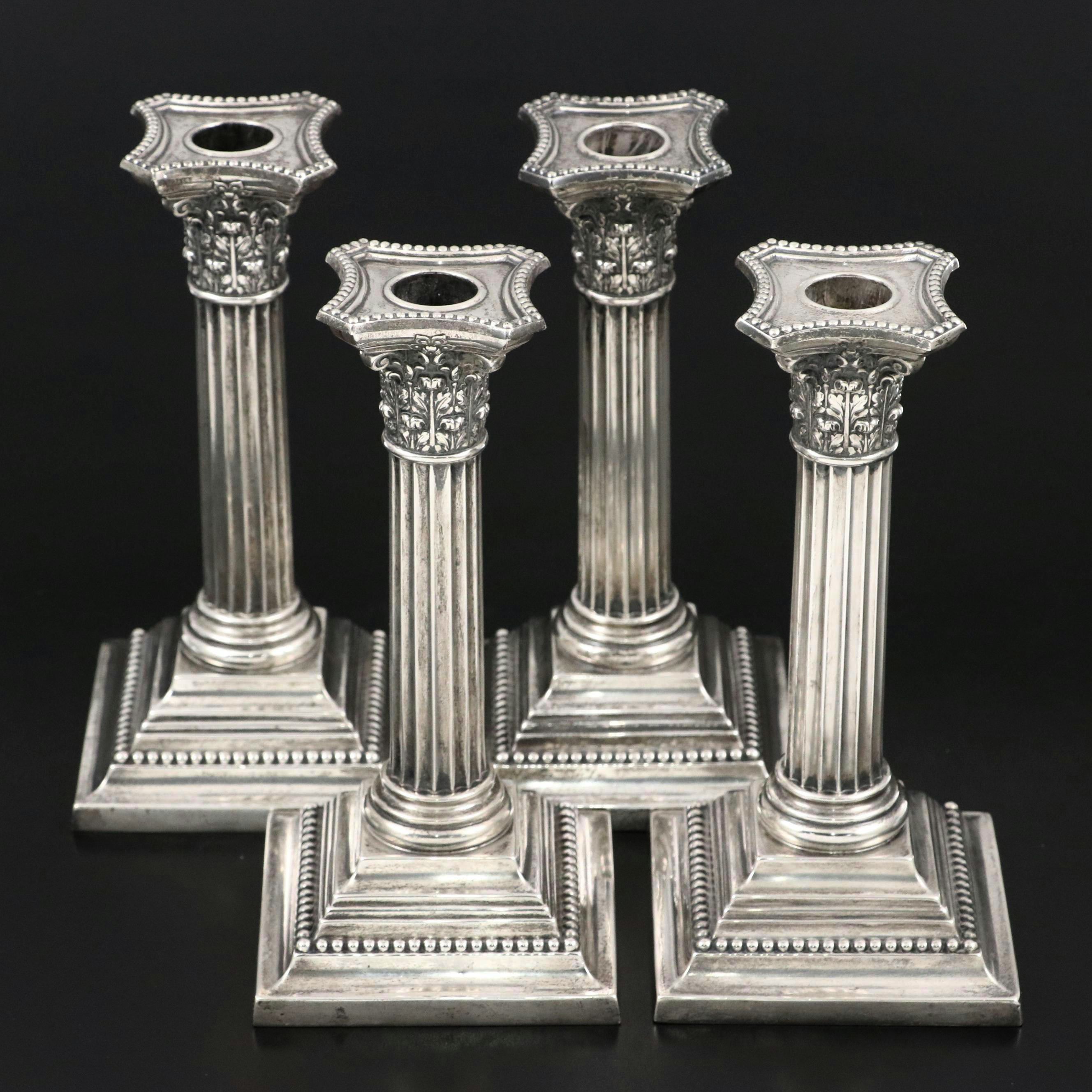 Gorham Sterling Silver Columnar Candlesticks, Early 20th. Century