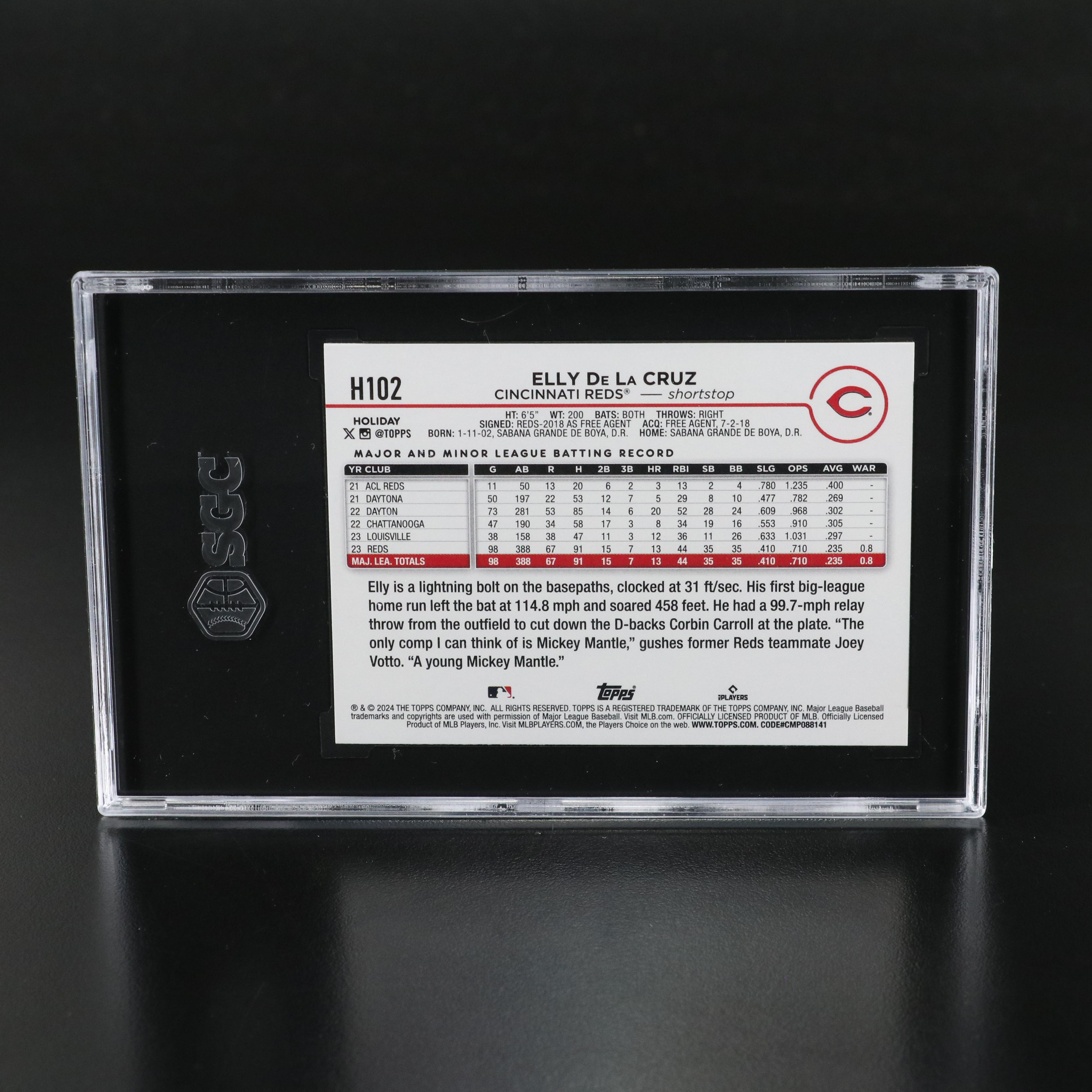 2024 Topps Holiday Elly De La Cruz Rookie Baseball Card Graded SGC 10