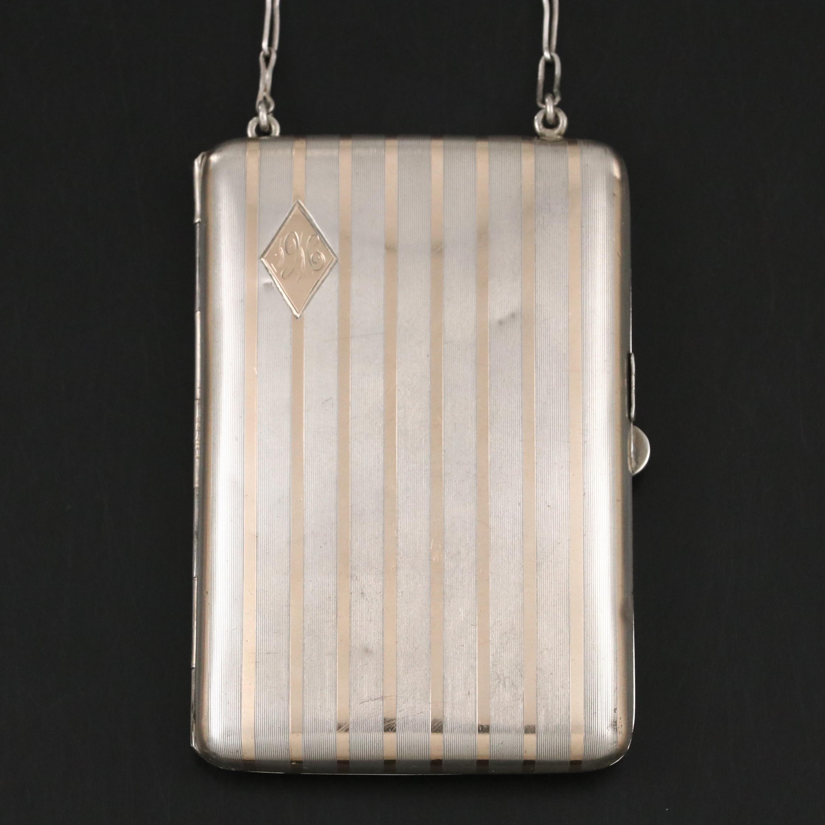 Schmitz, Moore & Co. 14K Gilt Sterling Silver, Coin & Compact Purse, 1915–1920