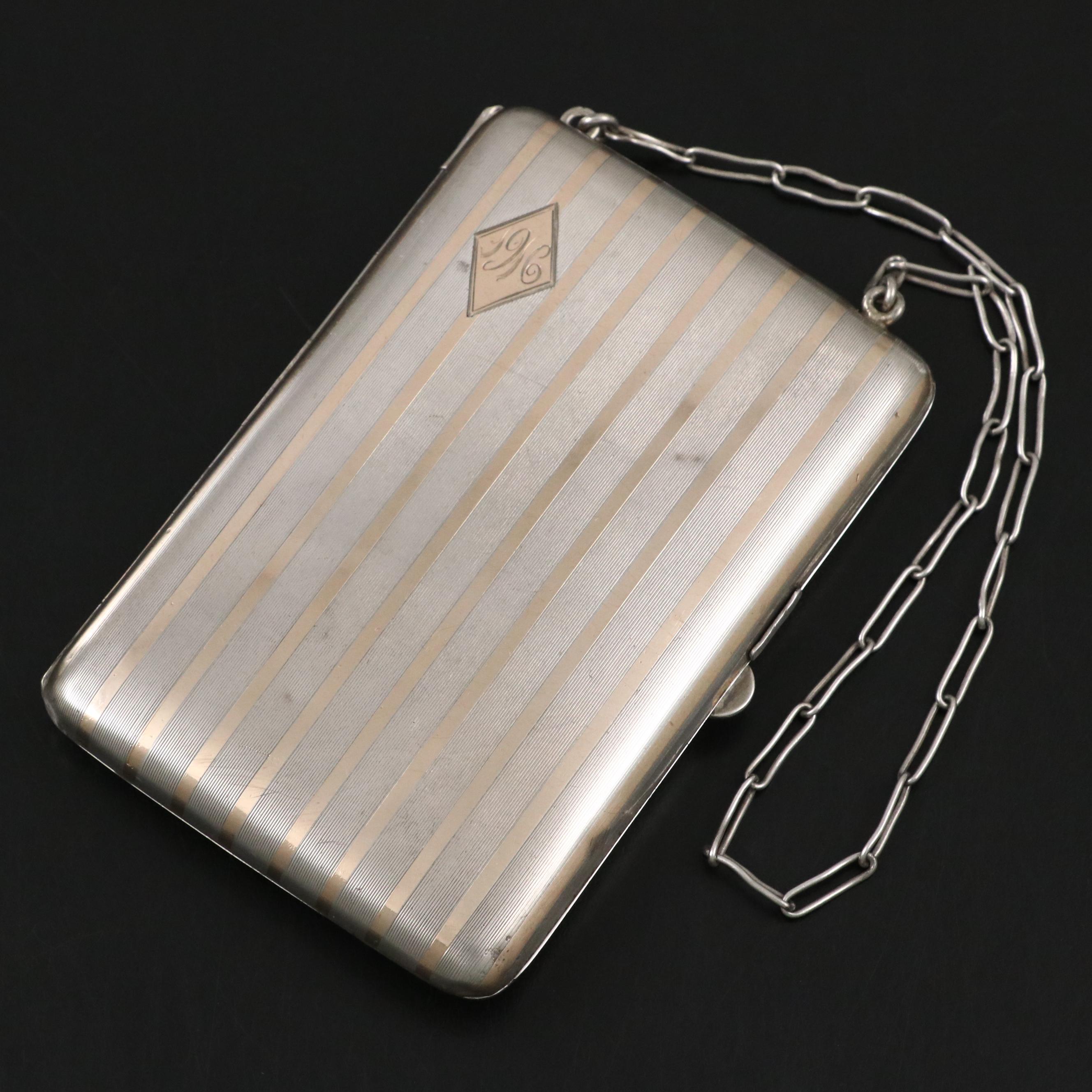 Schmitz, Moore & Co. 14K Gilt Sterling Silver, Coin & Compact Purse, 1915–1920