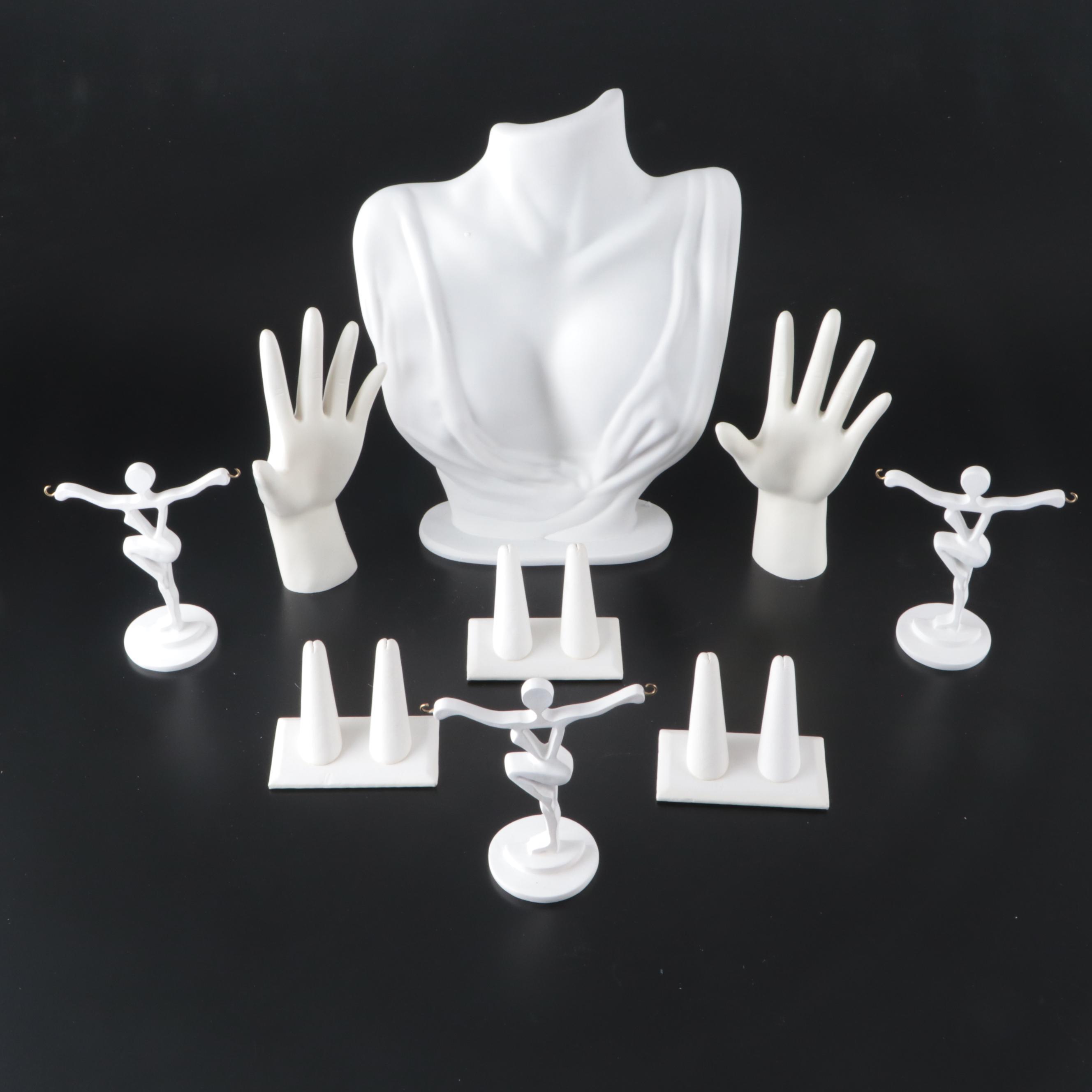 White Ring, Necklace and Earring Jewelry Display Set