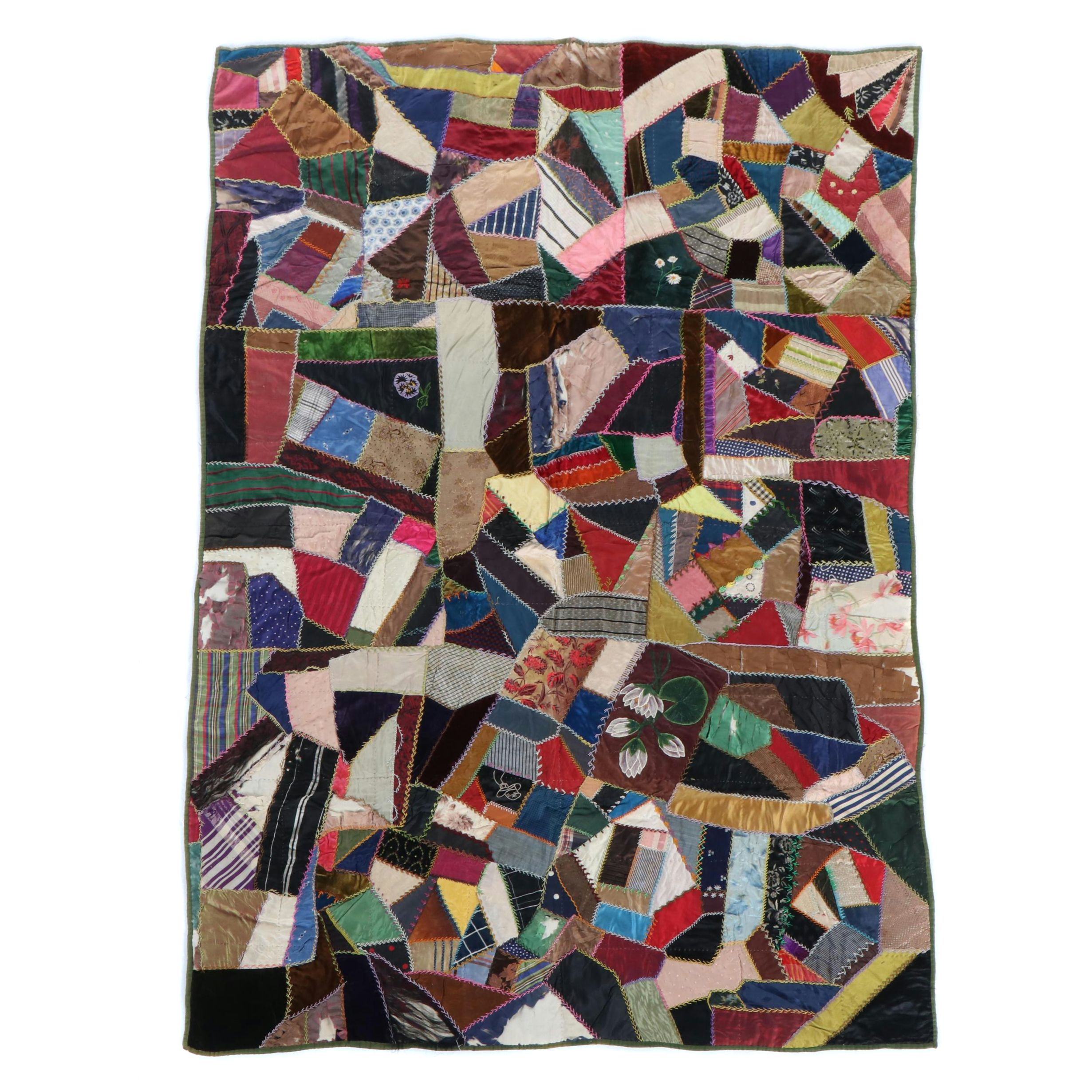 Victorian Hand-Pieced and Appliqué Crazy Quilt