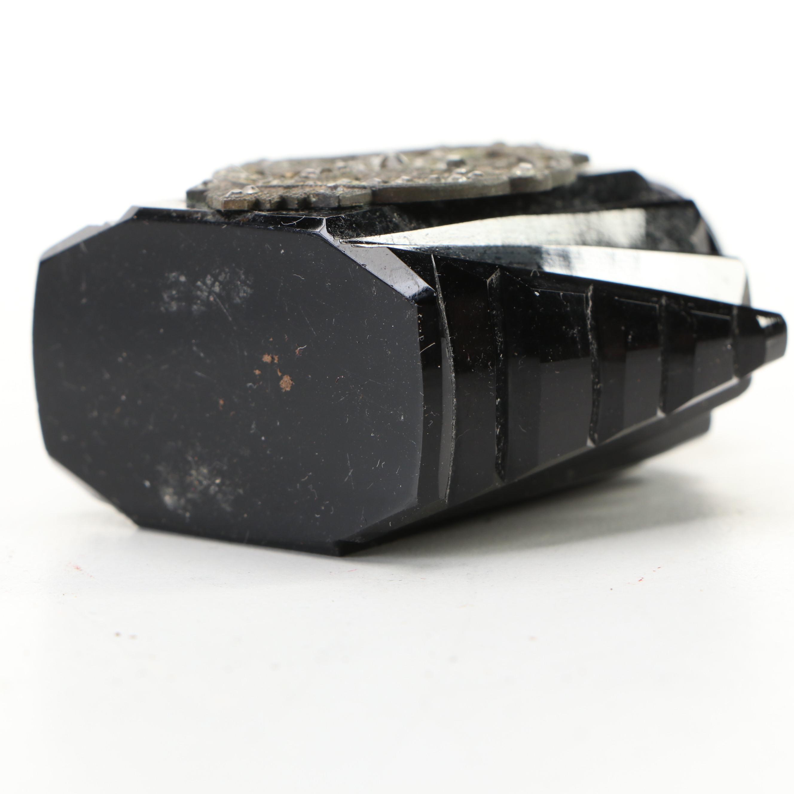 Paden City Ebony "Lela Bird" Vase with Bud Vases and Various Perfume Bottles