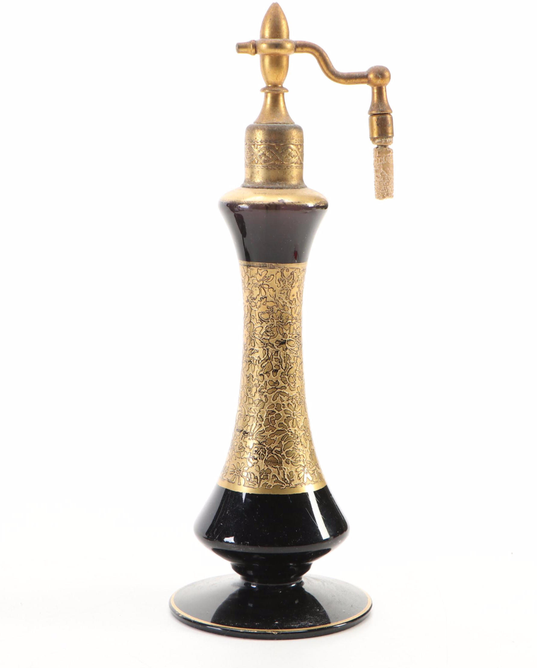 Paden City Ebony "Lela Bird" Vase with Bud Vases and Various Perfume Bottles