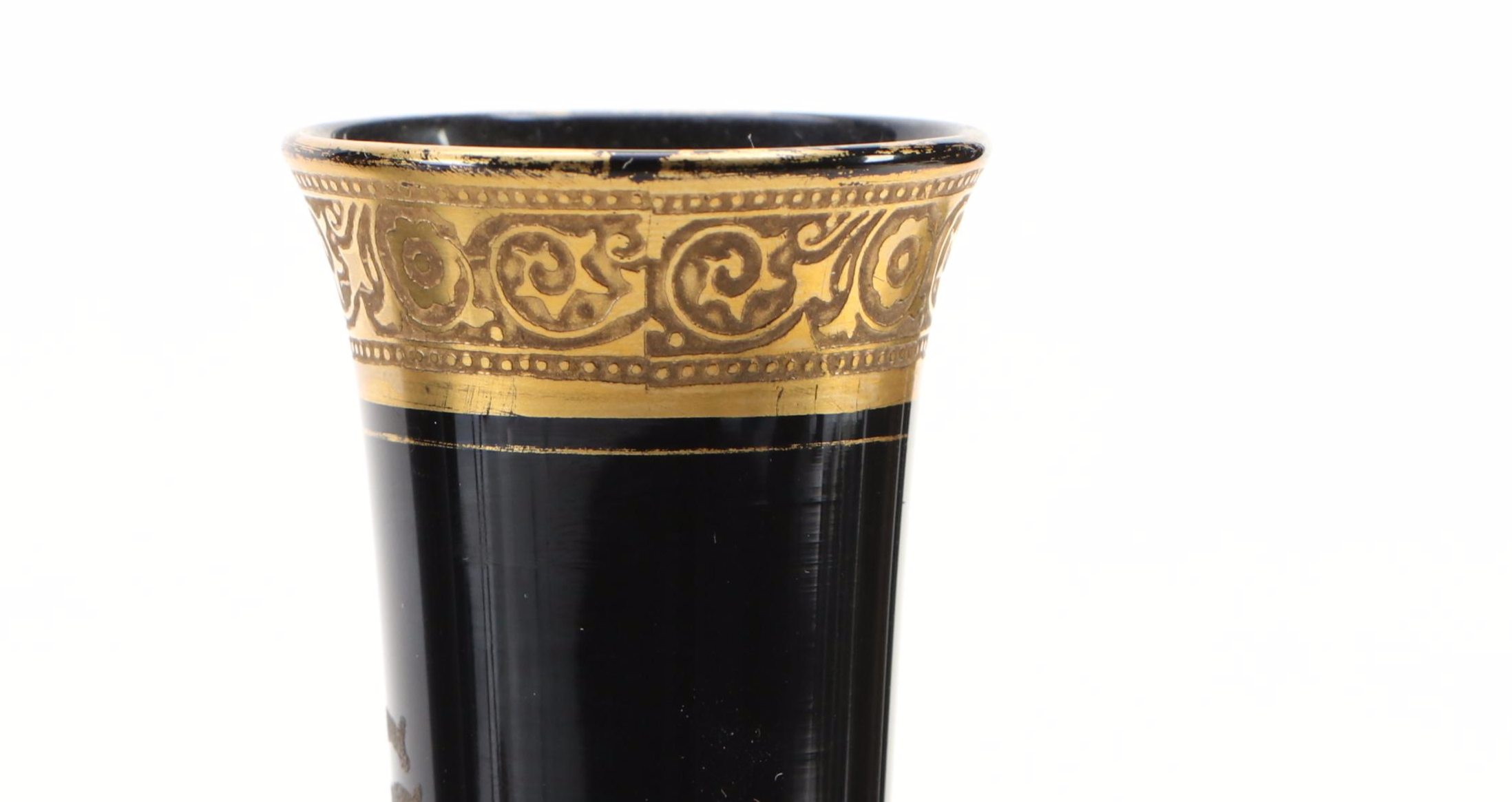 Paden City Ebony "Lela Bird" Vase with Bud Vases and Various Perfume Bottles