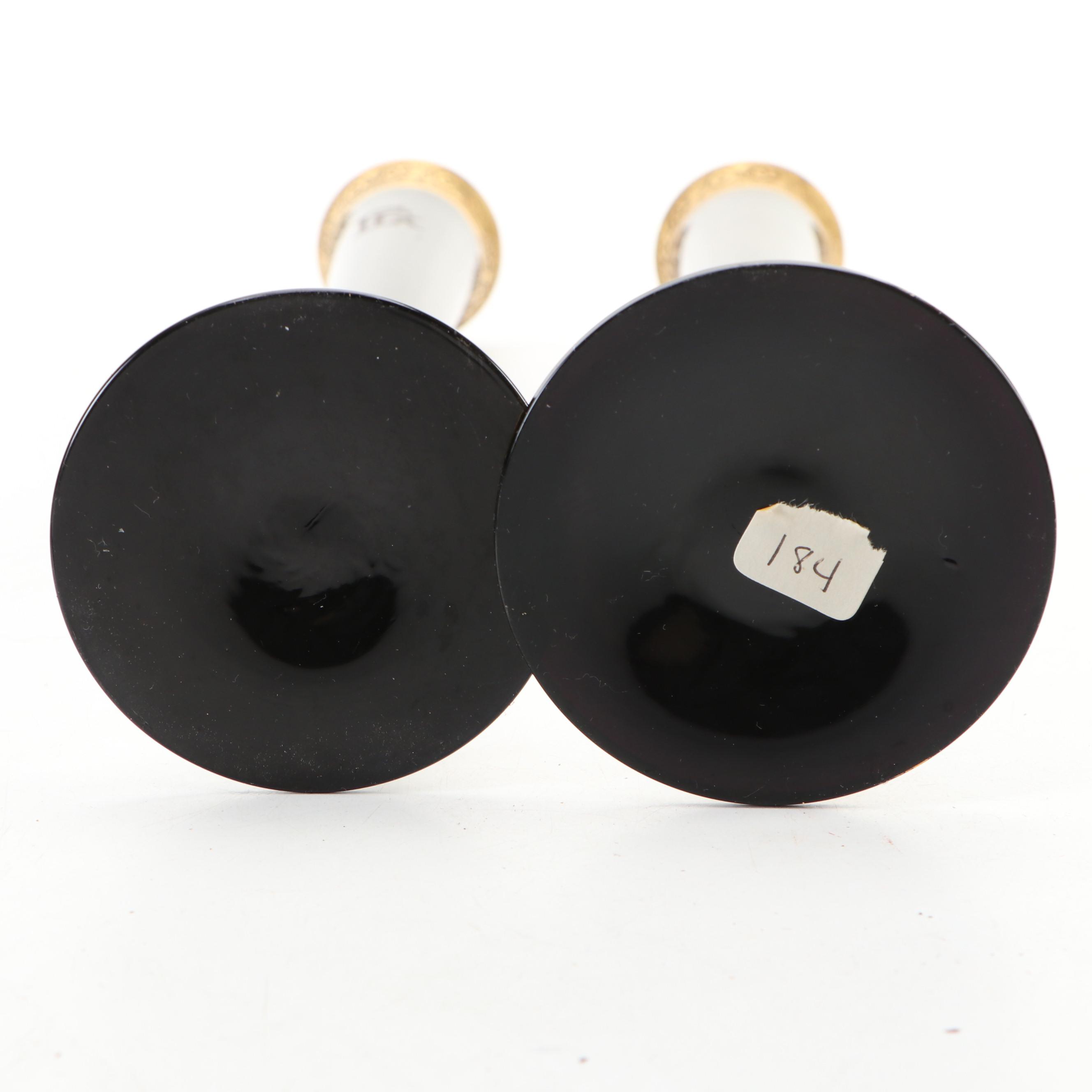 Paden City Ebony "Lela Bird" Vase with Bud Vases and Various Perfume Bottles