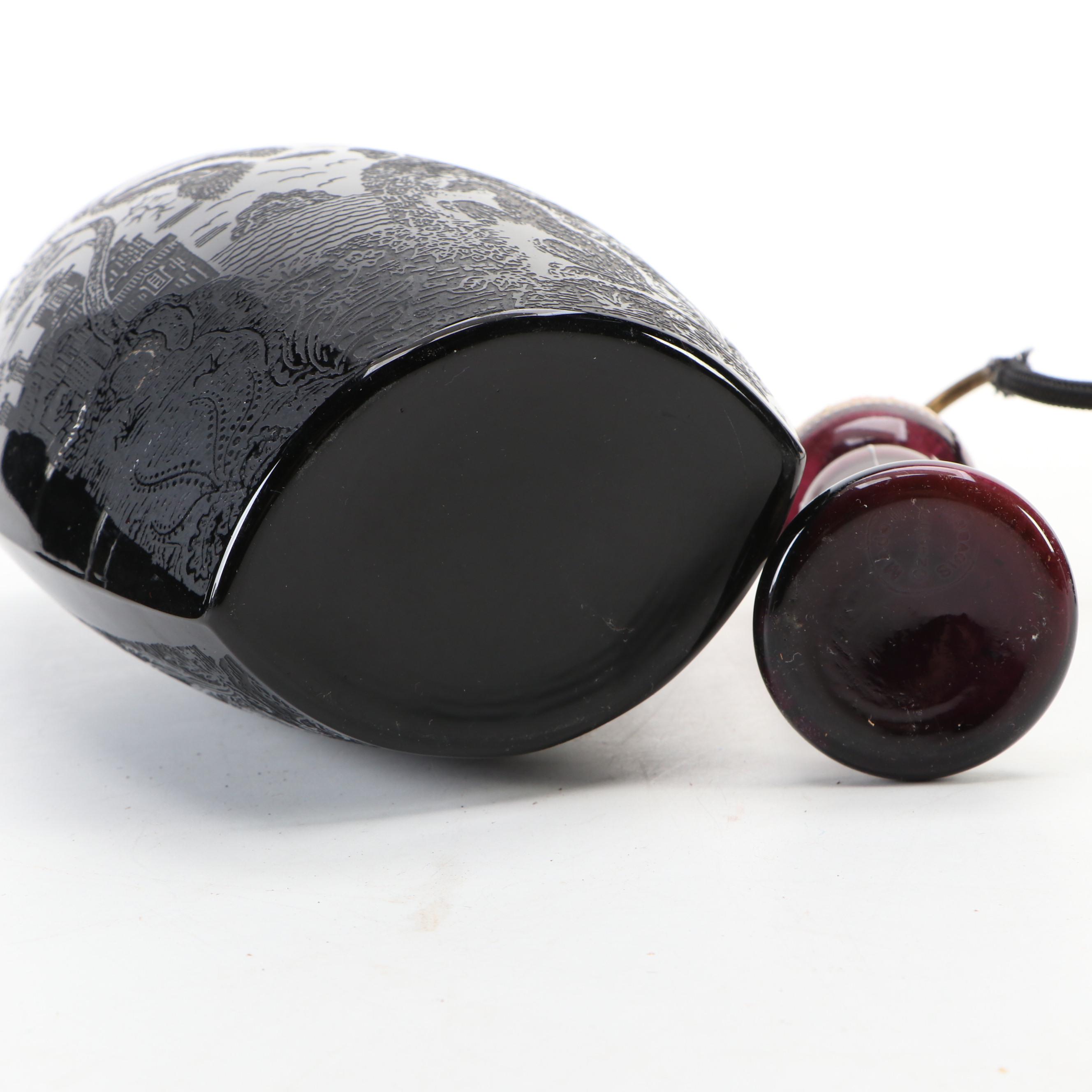 Paden City Ebony "Lela Bird" Vase with Bud Vases and Various Perfume Bottles