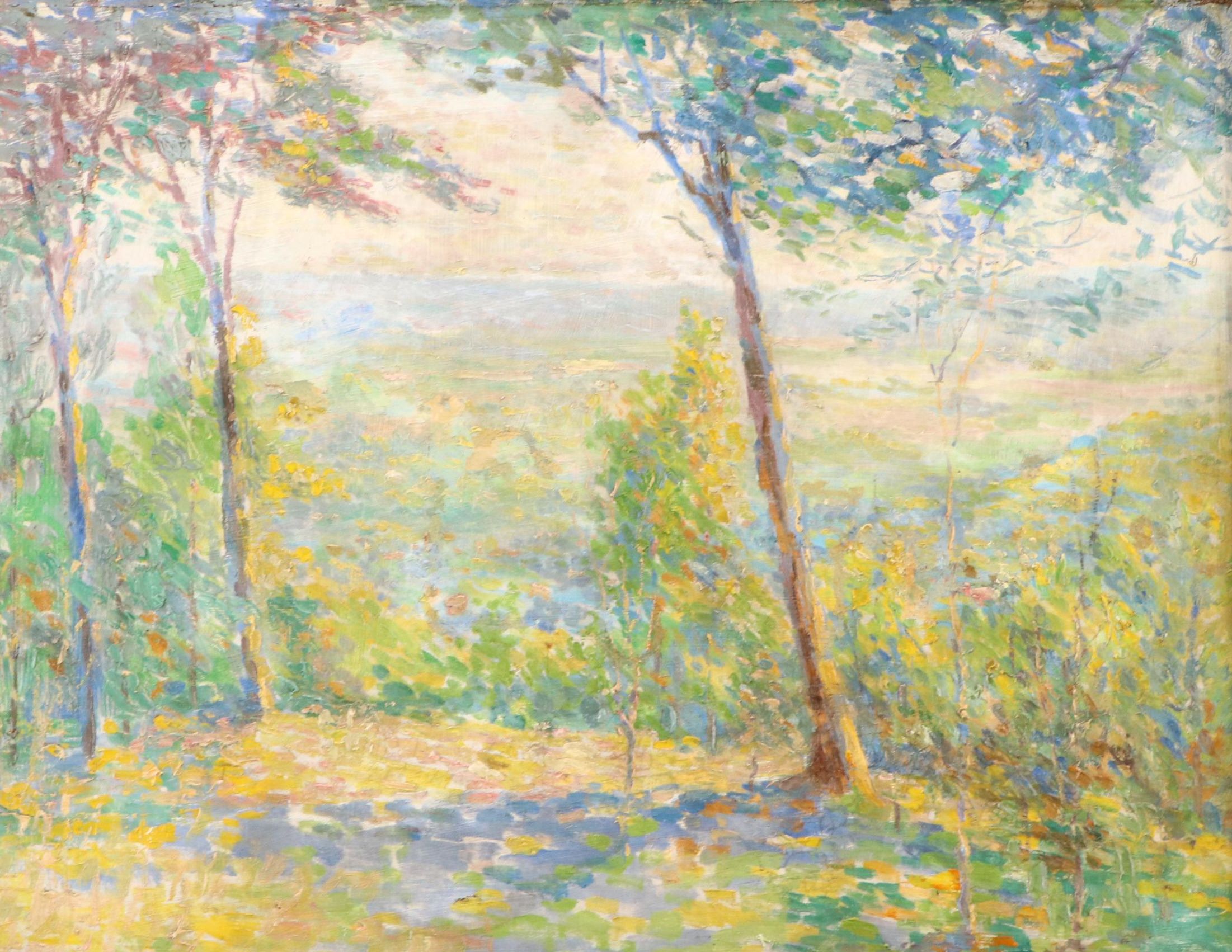 Impressionist Plein Air Wooded Landscape Oil Painting, Circa 1900