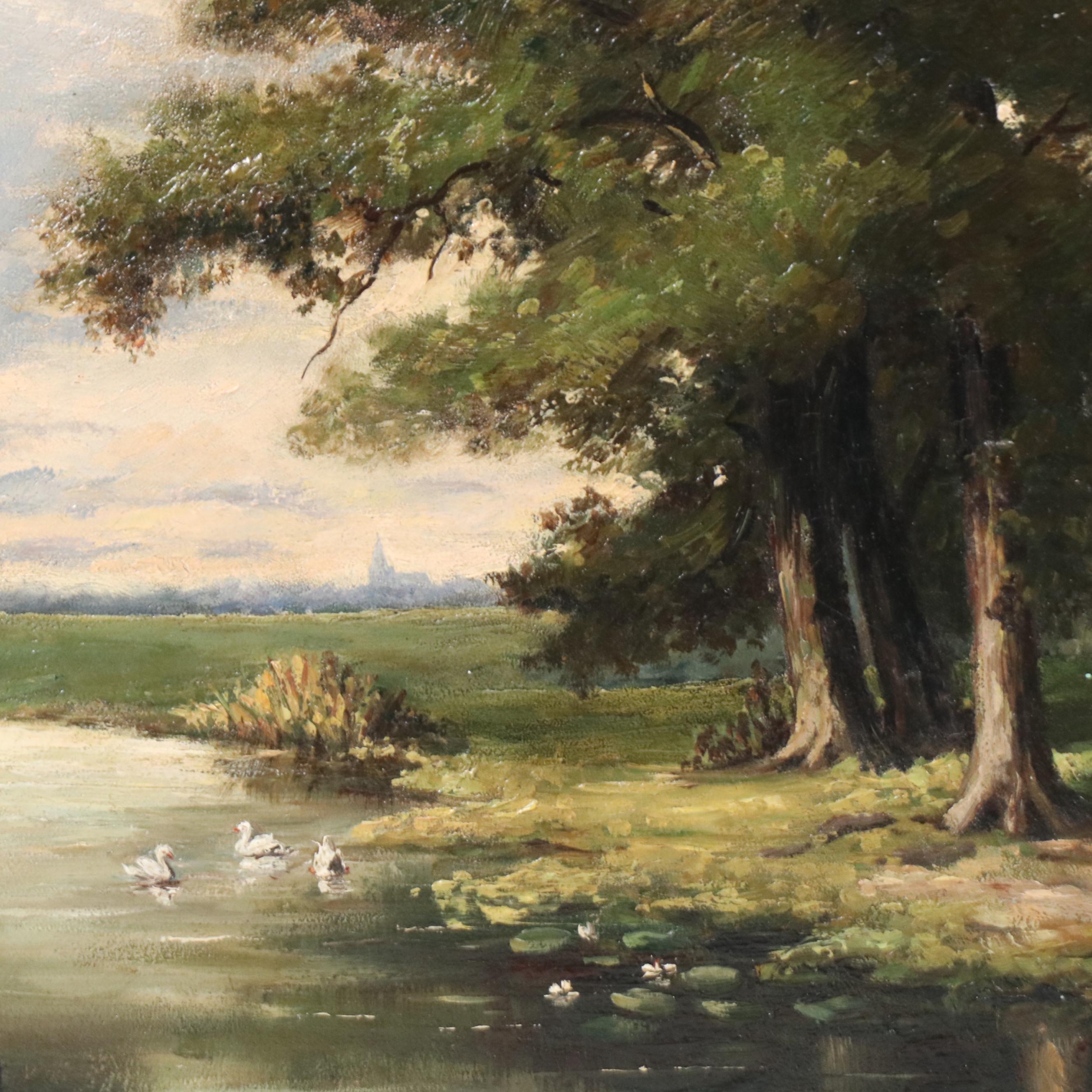 Dutch School Landscape Oil Painting, Late 19th to Early 20th Century