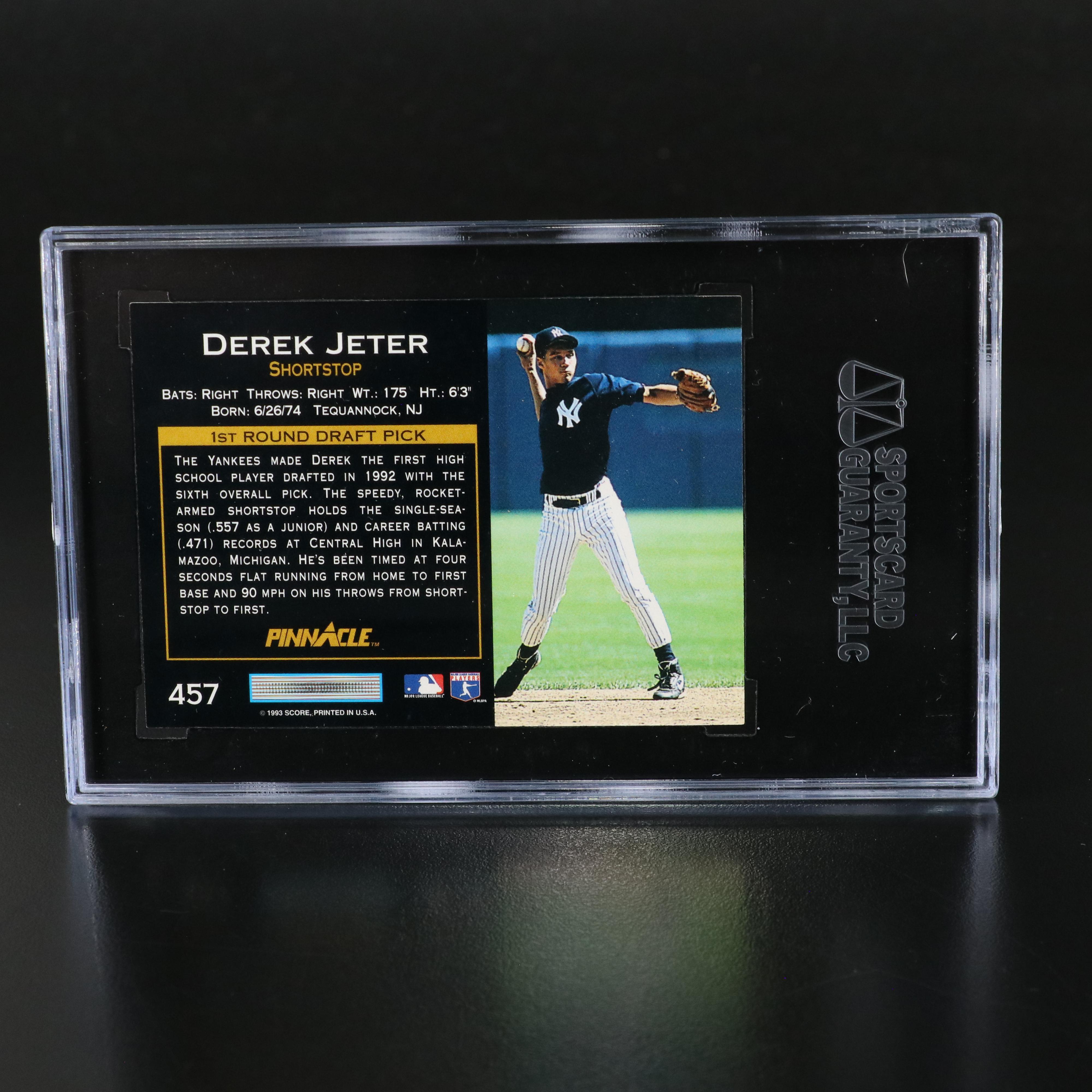 1993 Pinnacle Derek Jeter New York Yankees Rookie Card Graded SGC 9