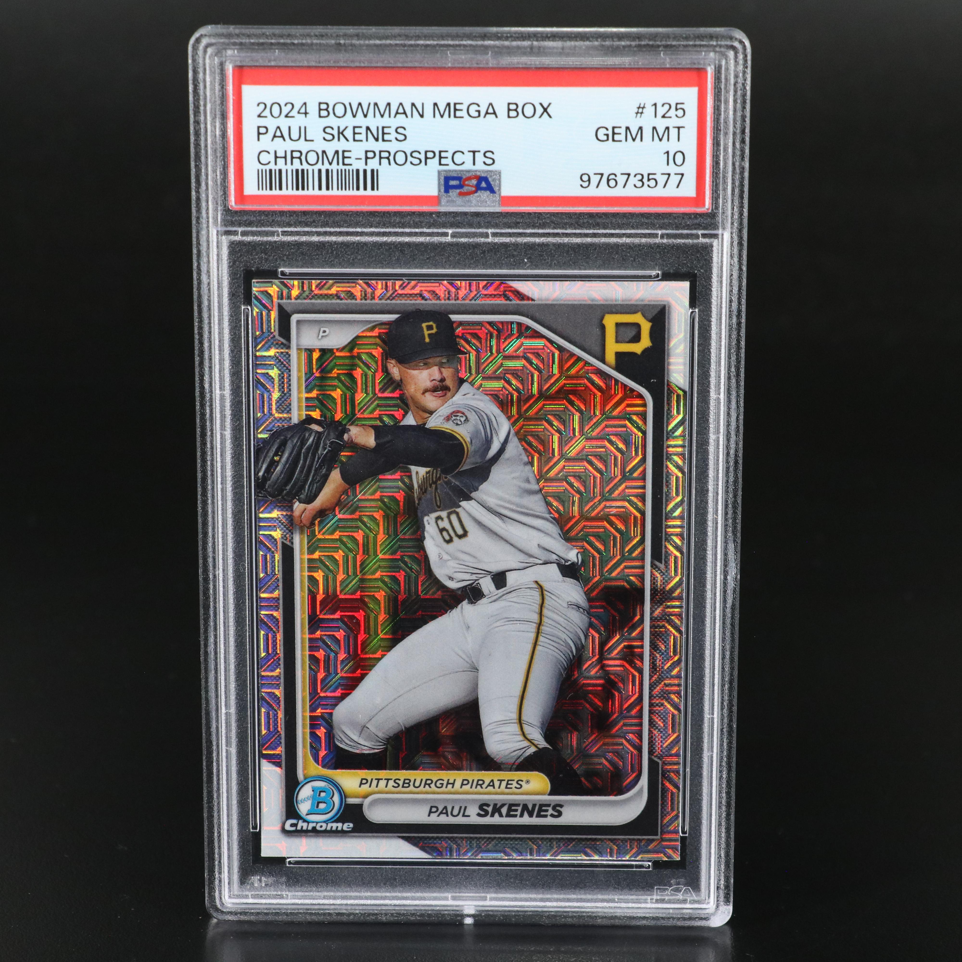 2024 Bowman Chrome Paul Skenes Mega Box Refractor Prospect Card Graded PSA 10