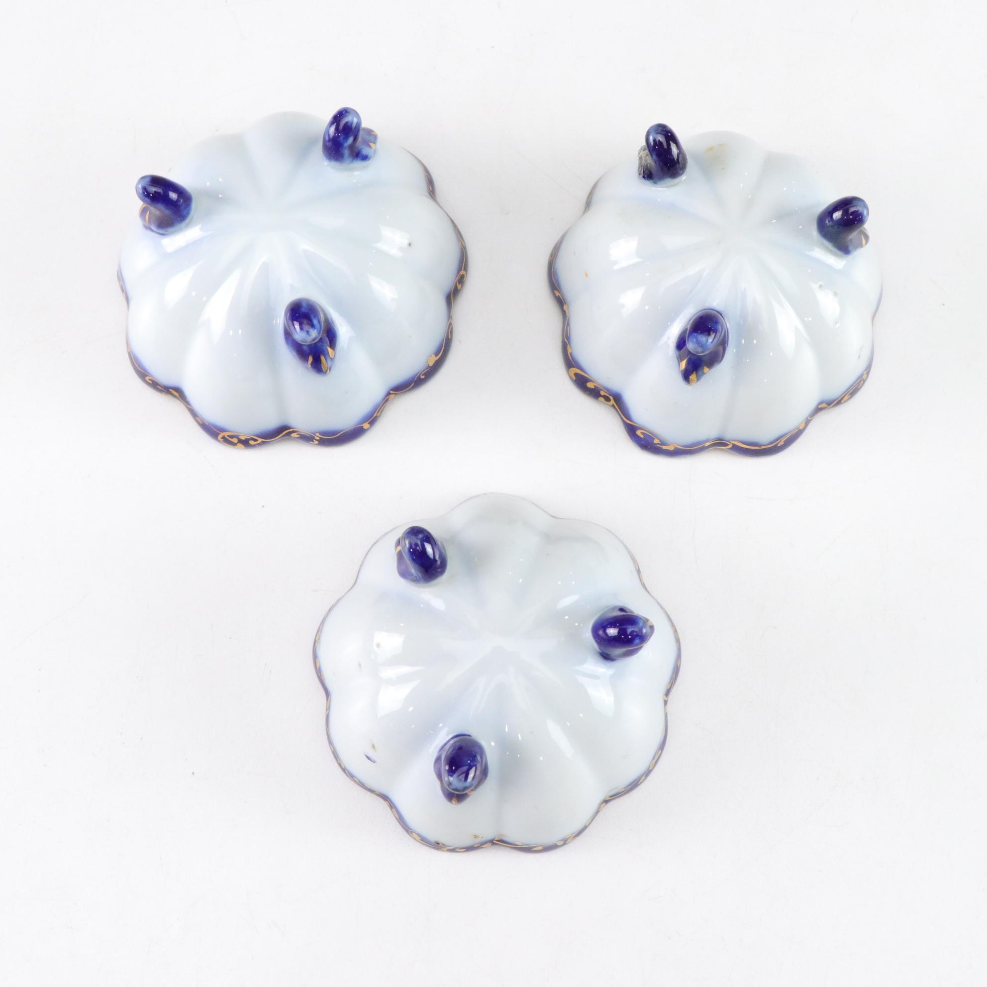 Hand-Painted Porcelain Salt Cellars & Decorative Plate