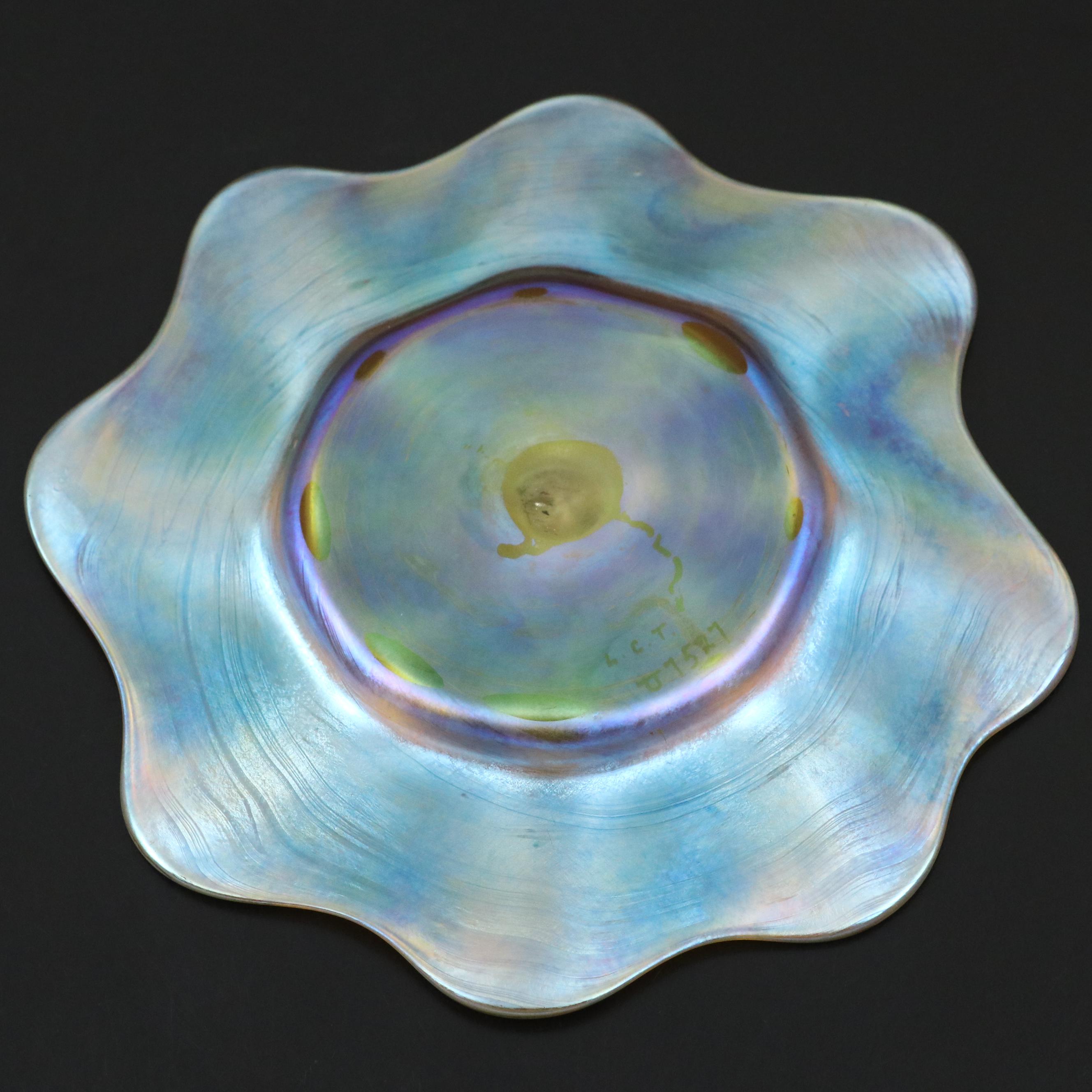 Louis Comfort Tiffany Favrile Art Glass Bowl and Underplate, Early 20th Century