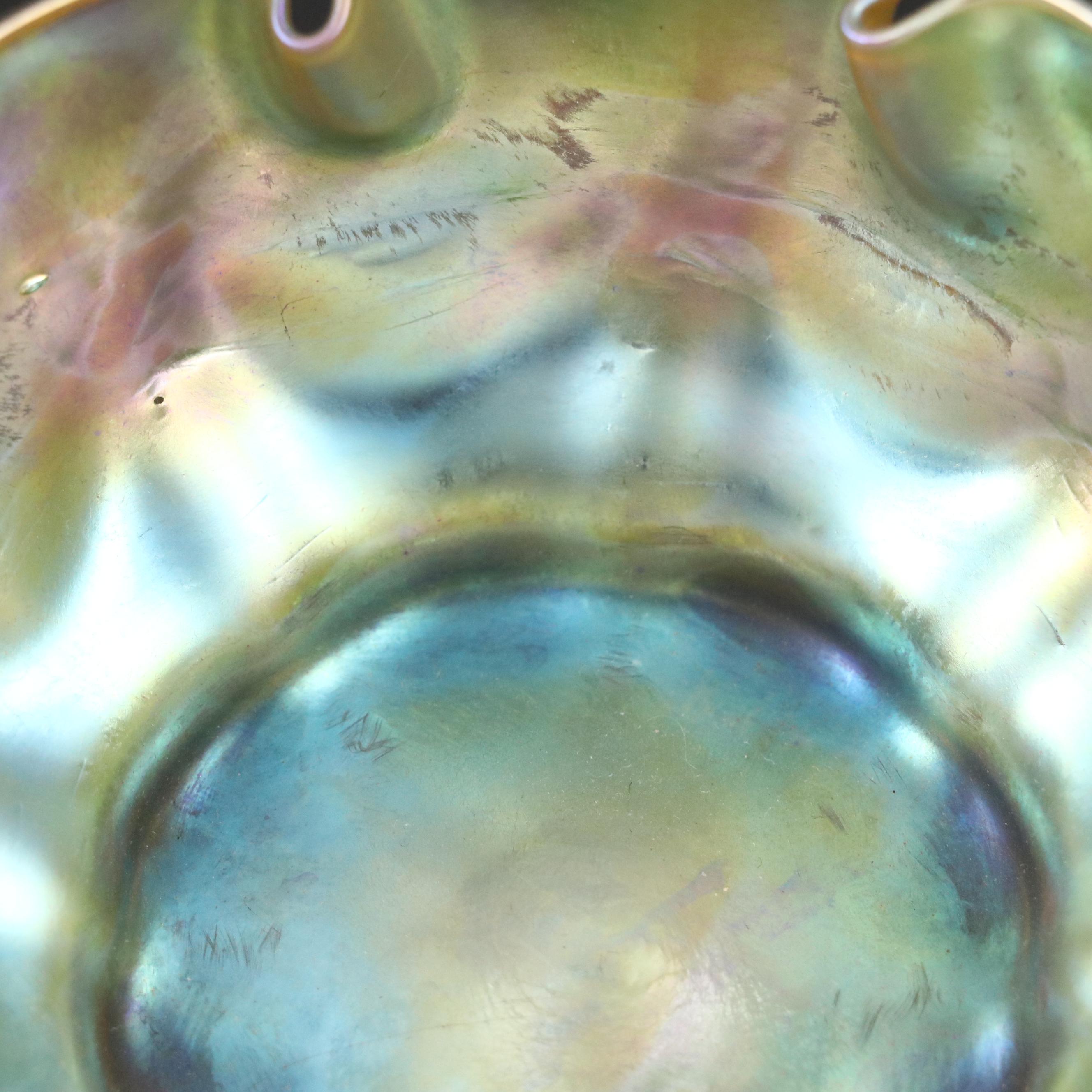 Louis Comfort Tiffany Favrile Art Glass Bowl and Underplate, Early 20th Century