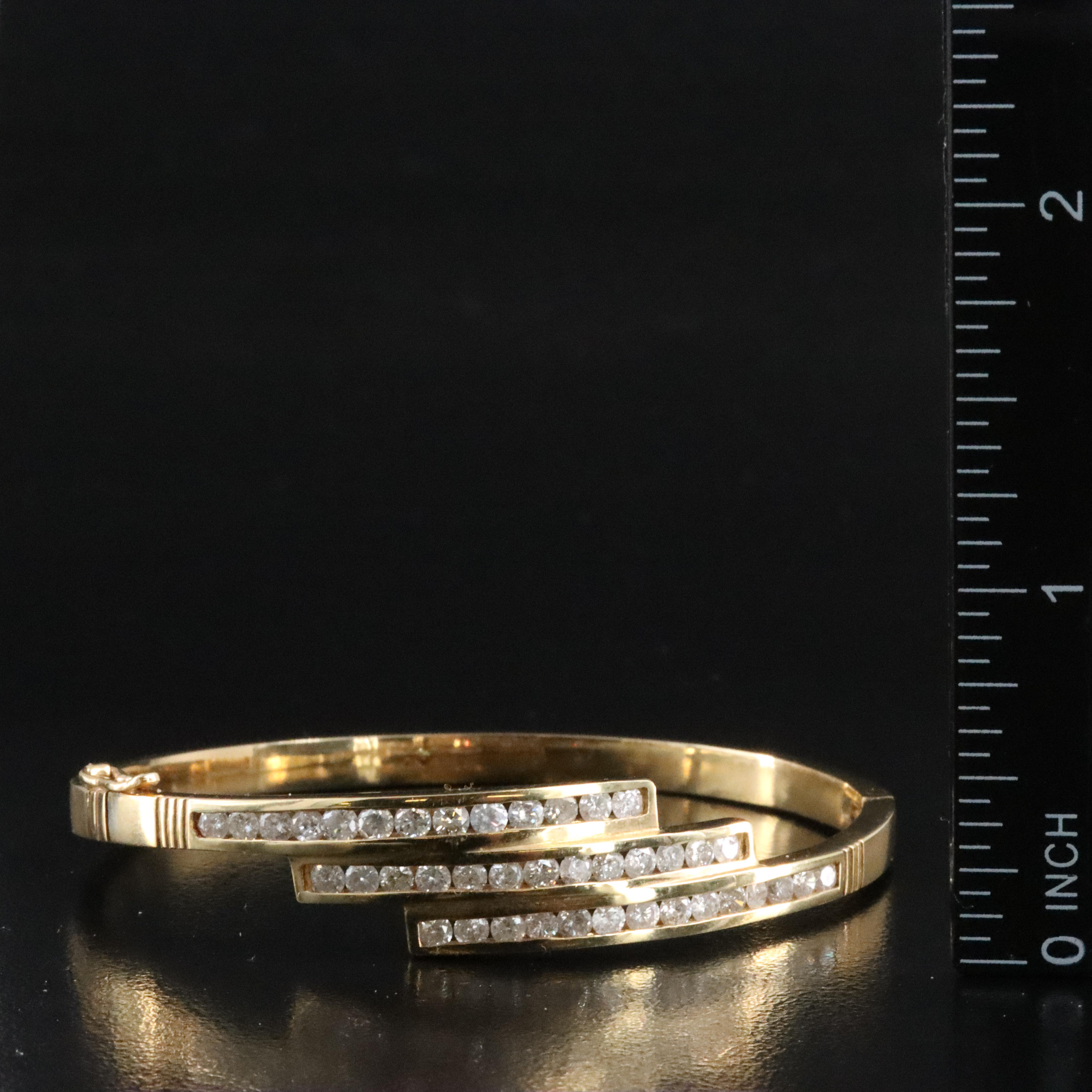 14K 1.89 CTW Diamond Channel Set Hinged Bangle Bracelet