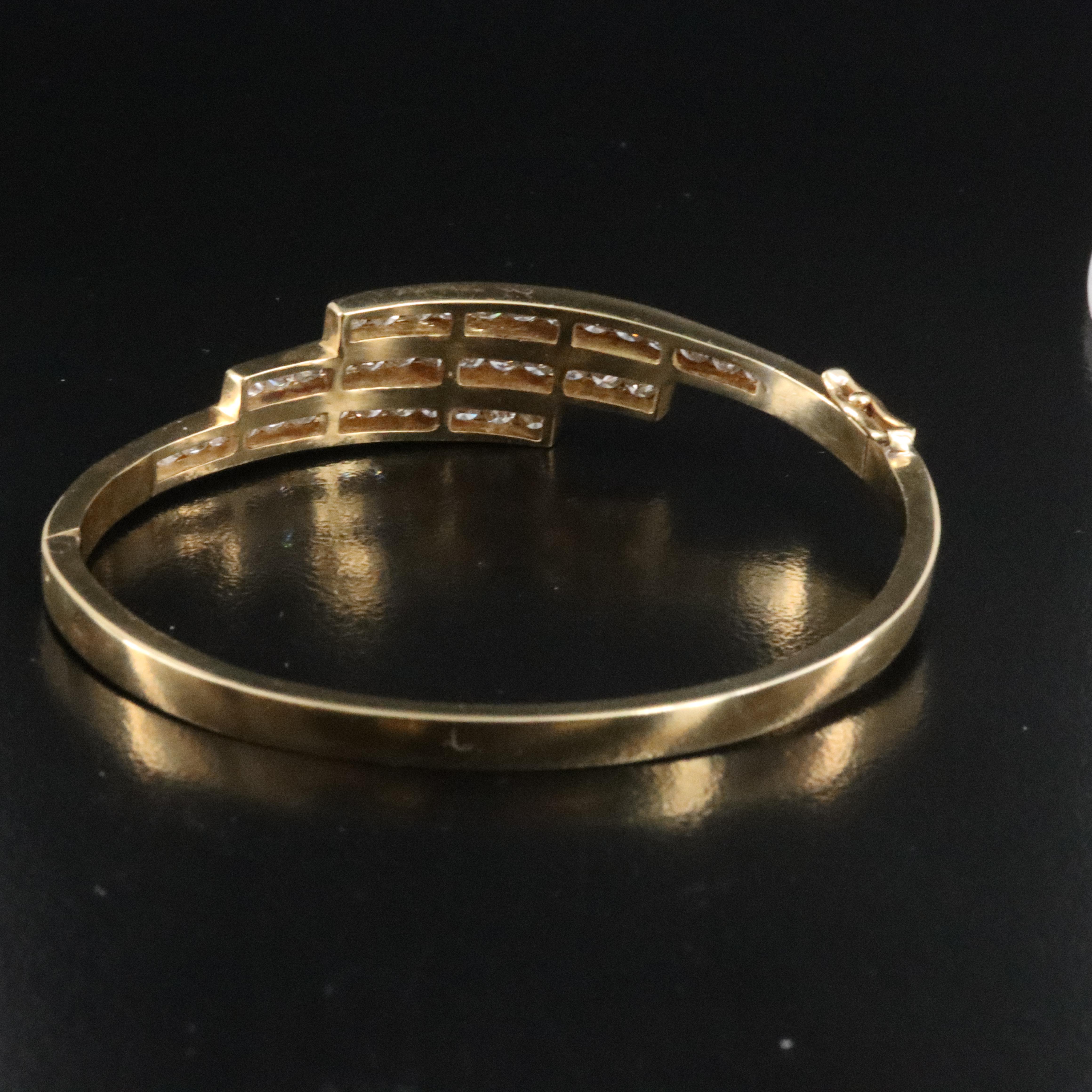 14K 1.89 CTW Diamond Channel Set Hinged Bangle Bracelet