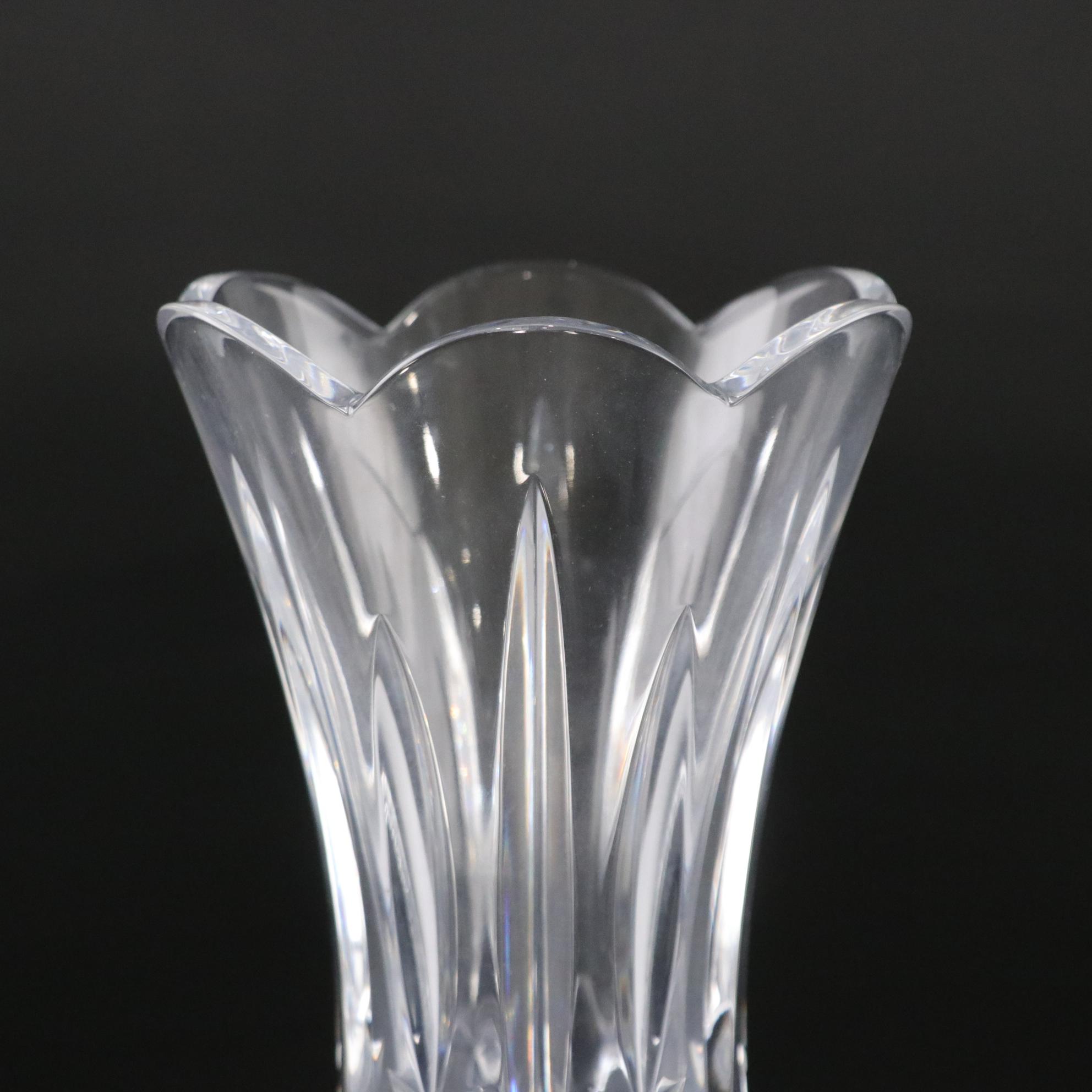Waterford Crystal "Mourne" Blown Glass Flower Vase with Scallop Edge