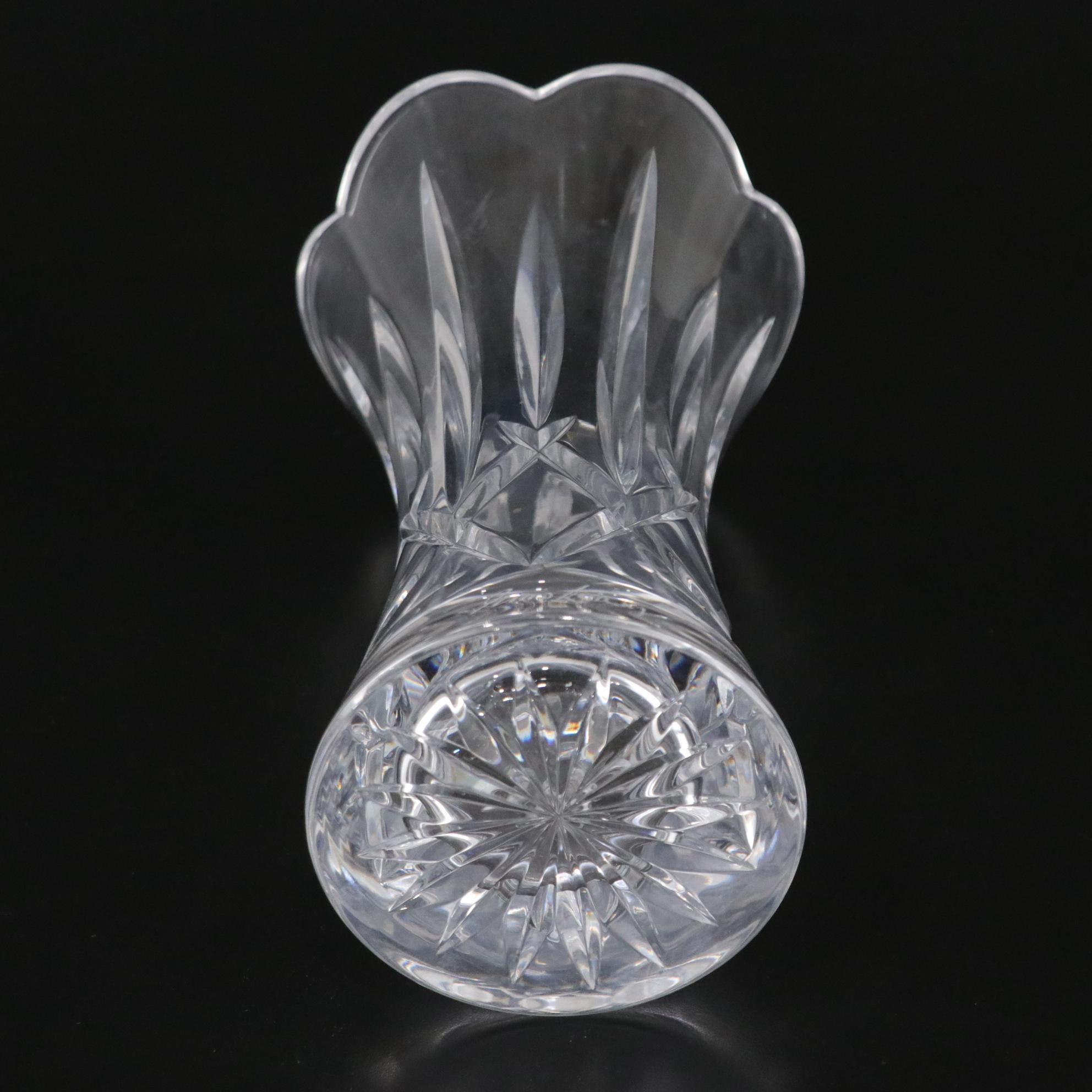 Waterford Crystal "Mourne" Blown Glass Flower Vase with Scallop Edge
