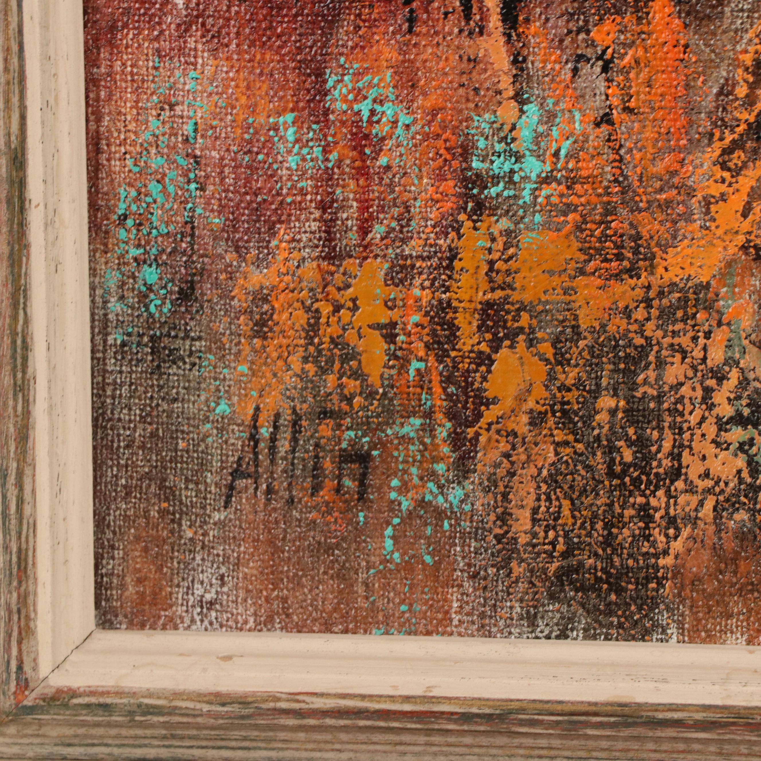 B. Warren Allin Stylized Oil Painting "Boats," Late 20th Century