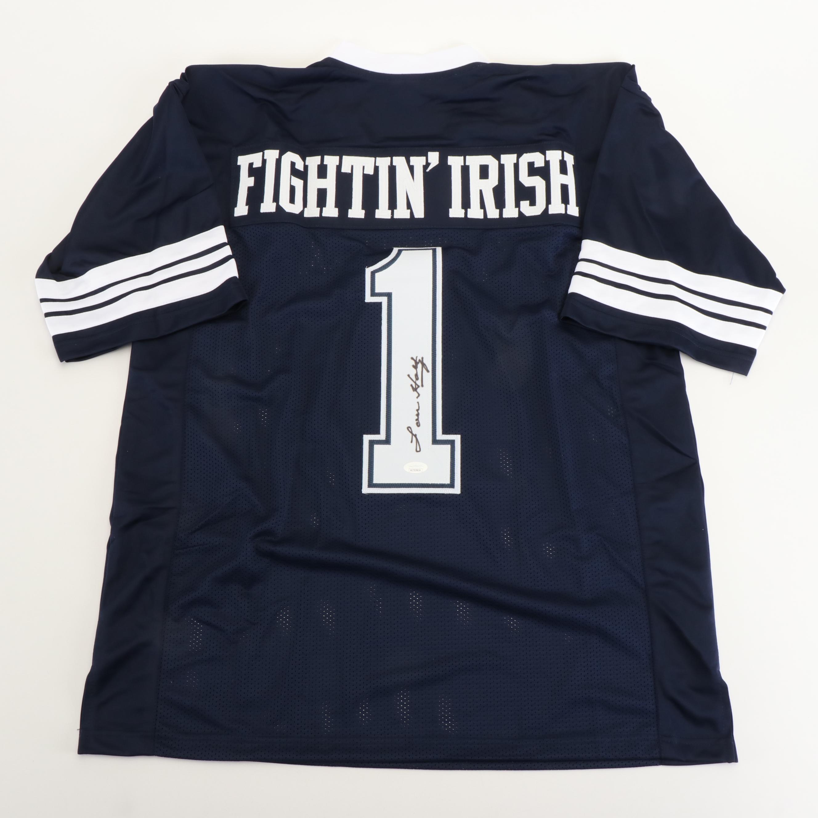 Lou Holtz Signed Notre Dame Fighting Irish Football Jersey, JSA