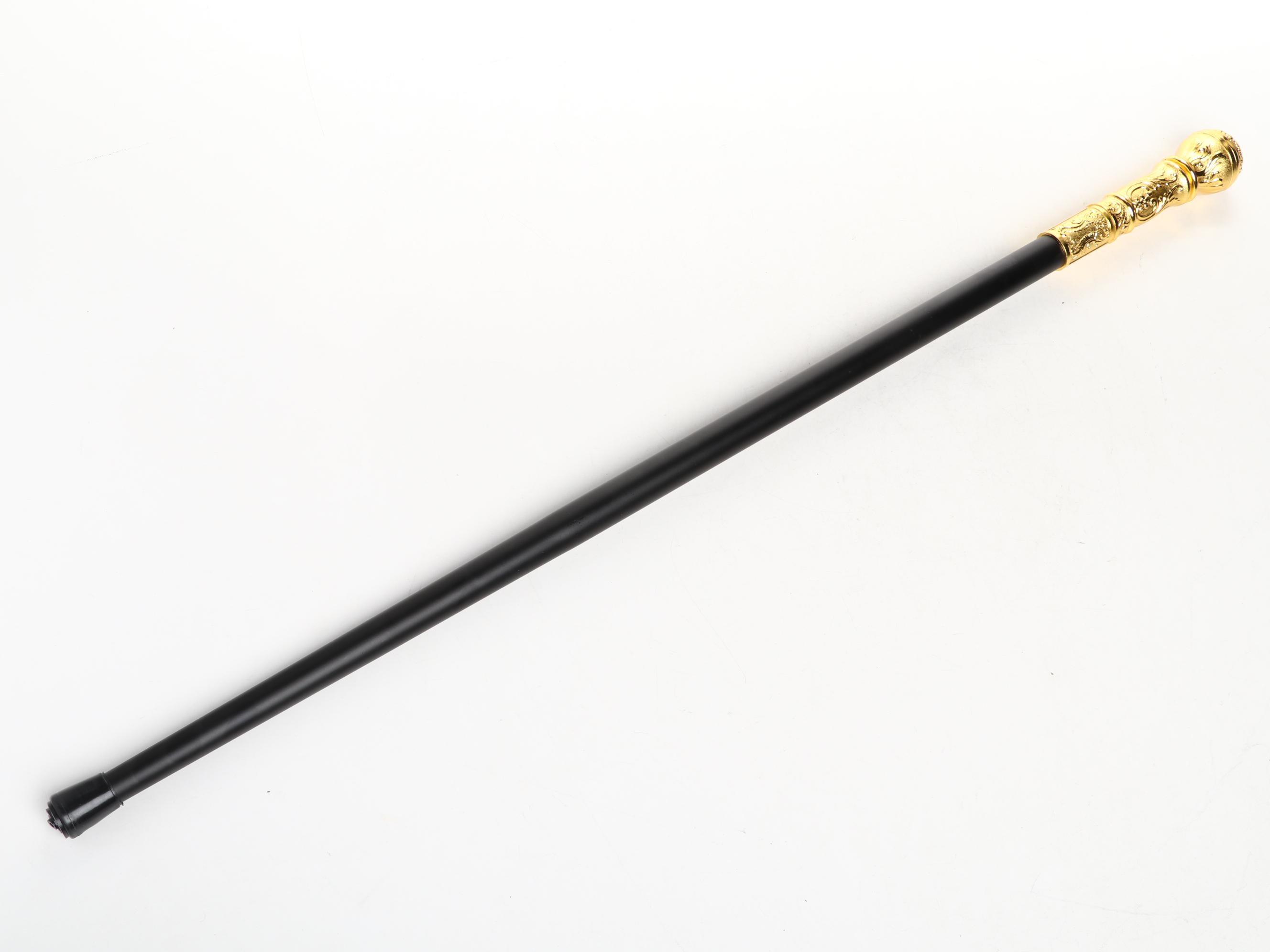 Embossed Acanthus Leaf Gold Tone Handle Sword Cane
