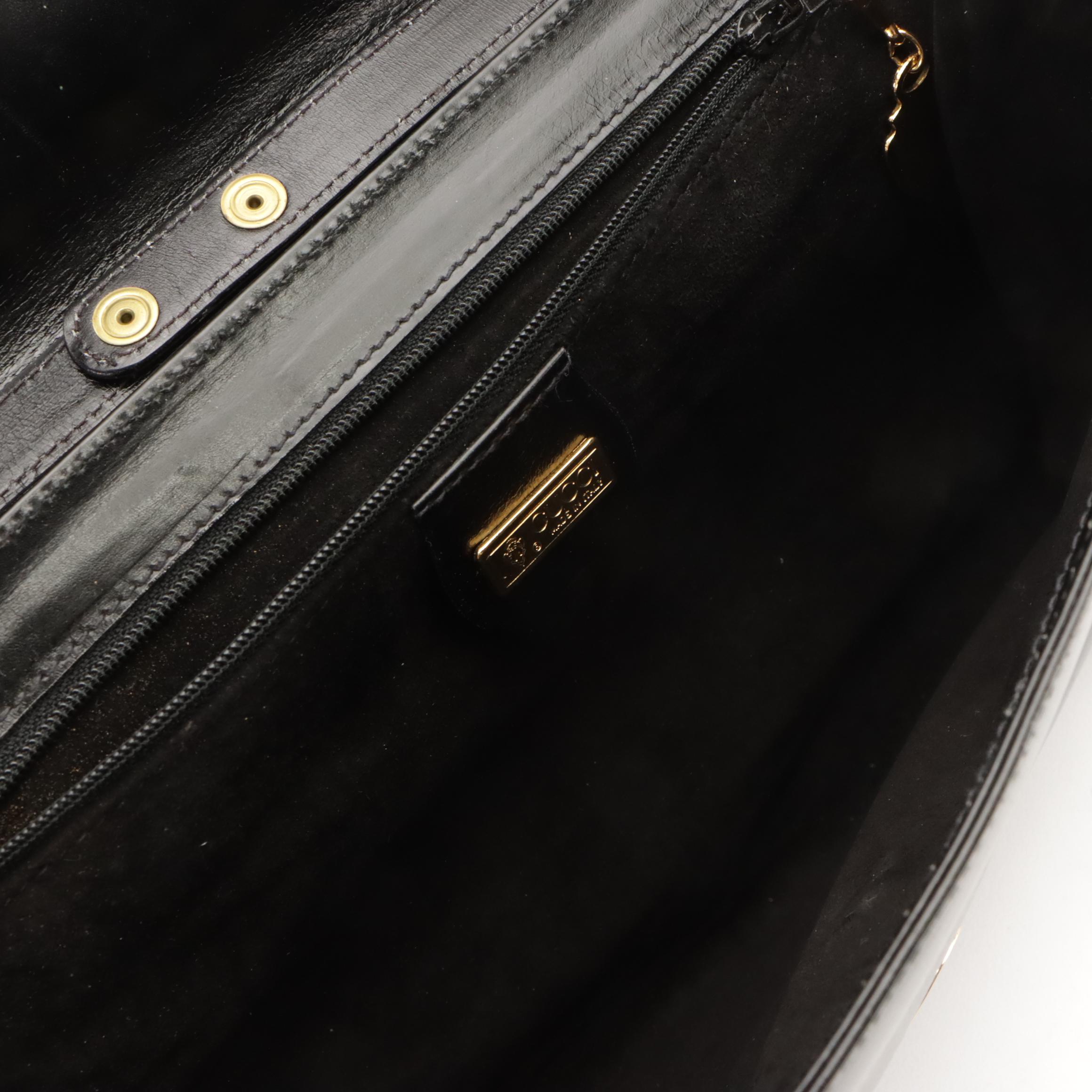 Gucci Black Leather GG Logo Front-Flap Clutch/Crossbody Bag