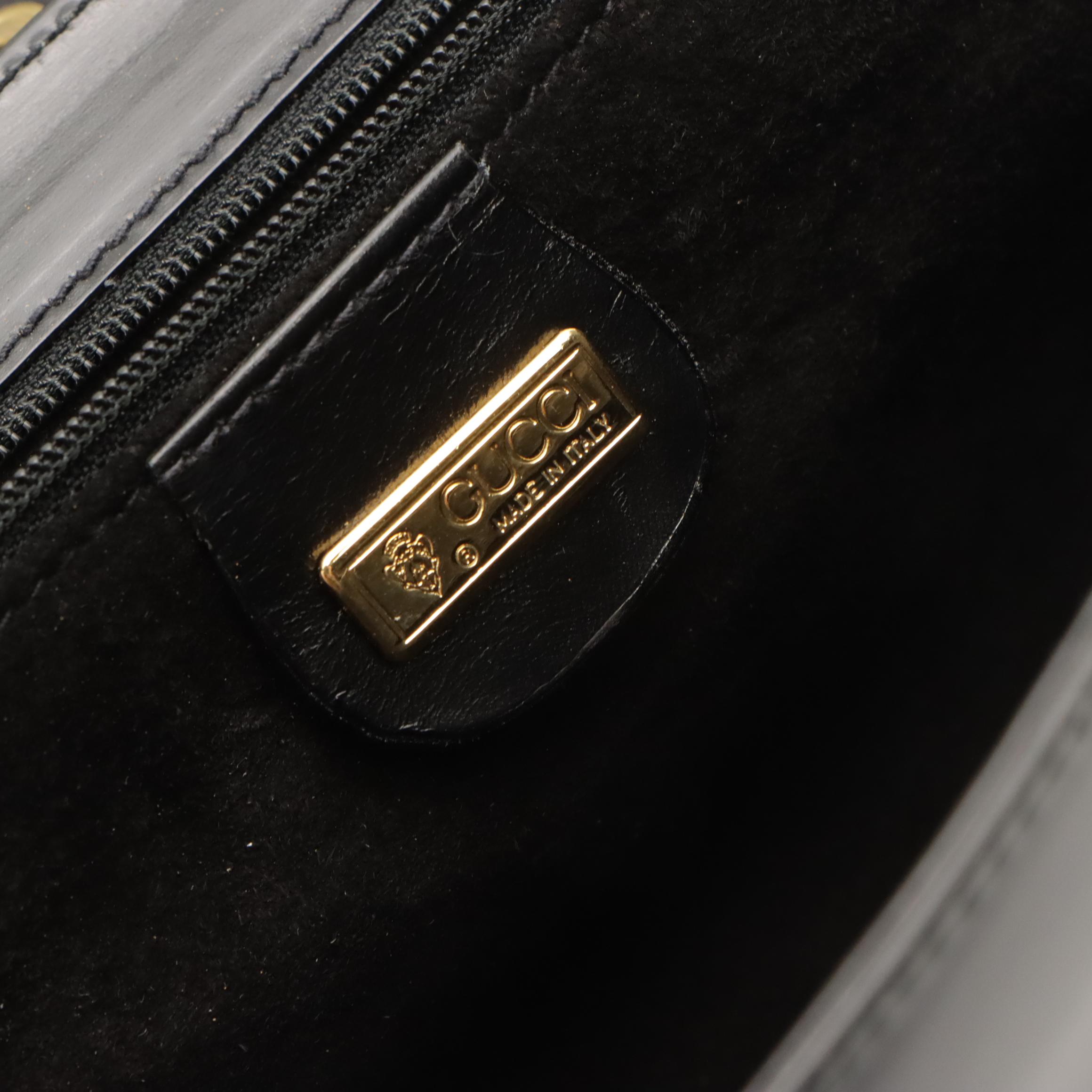 Gucci Black Leather GG Logo Front-Flap Clutch/Crossbody Bag