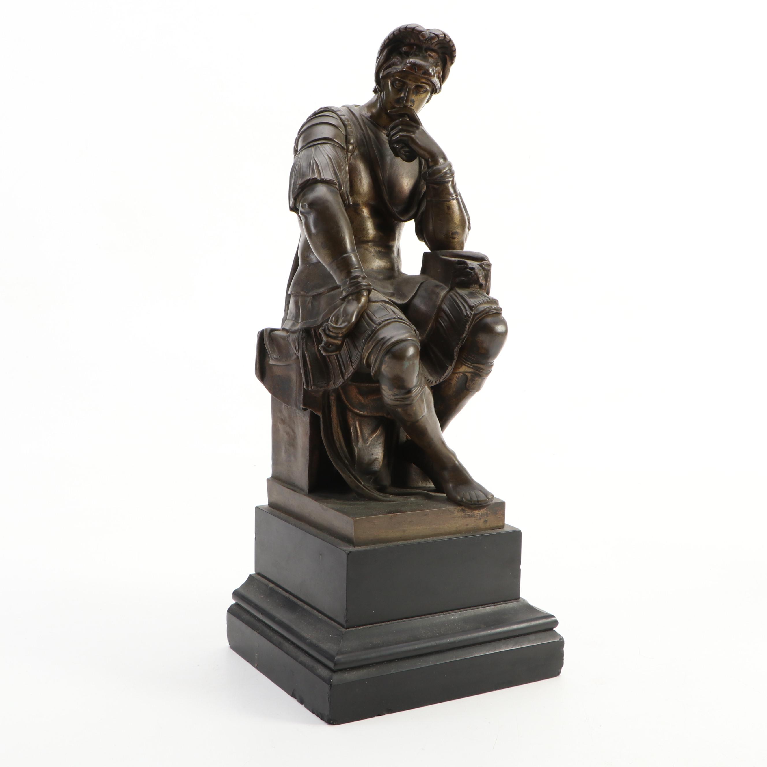 After Michelangelo Bronze Sculpture of Lorenzo de Medici