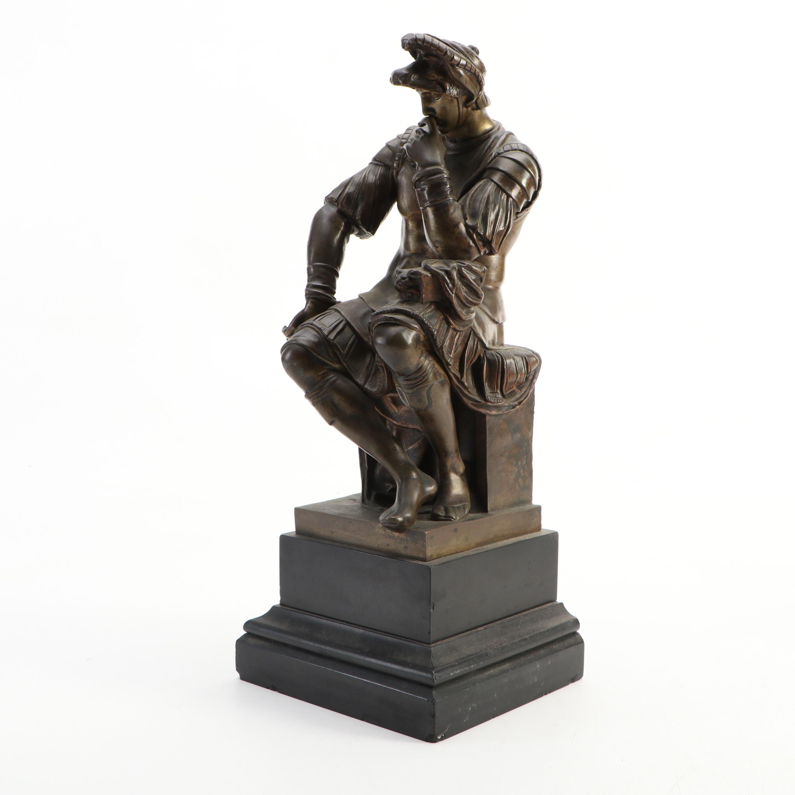 After Michelangelo Bronze Sculpture of Lorenzo de Medici