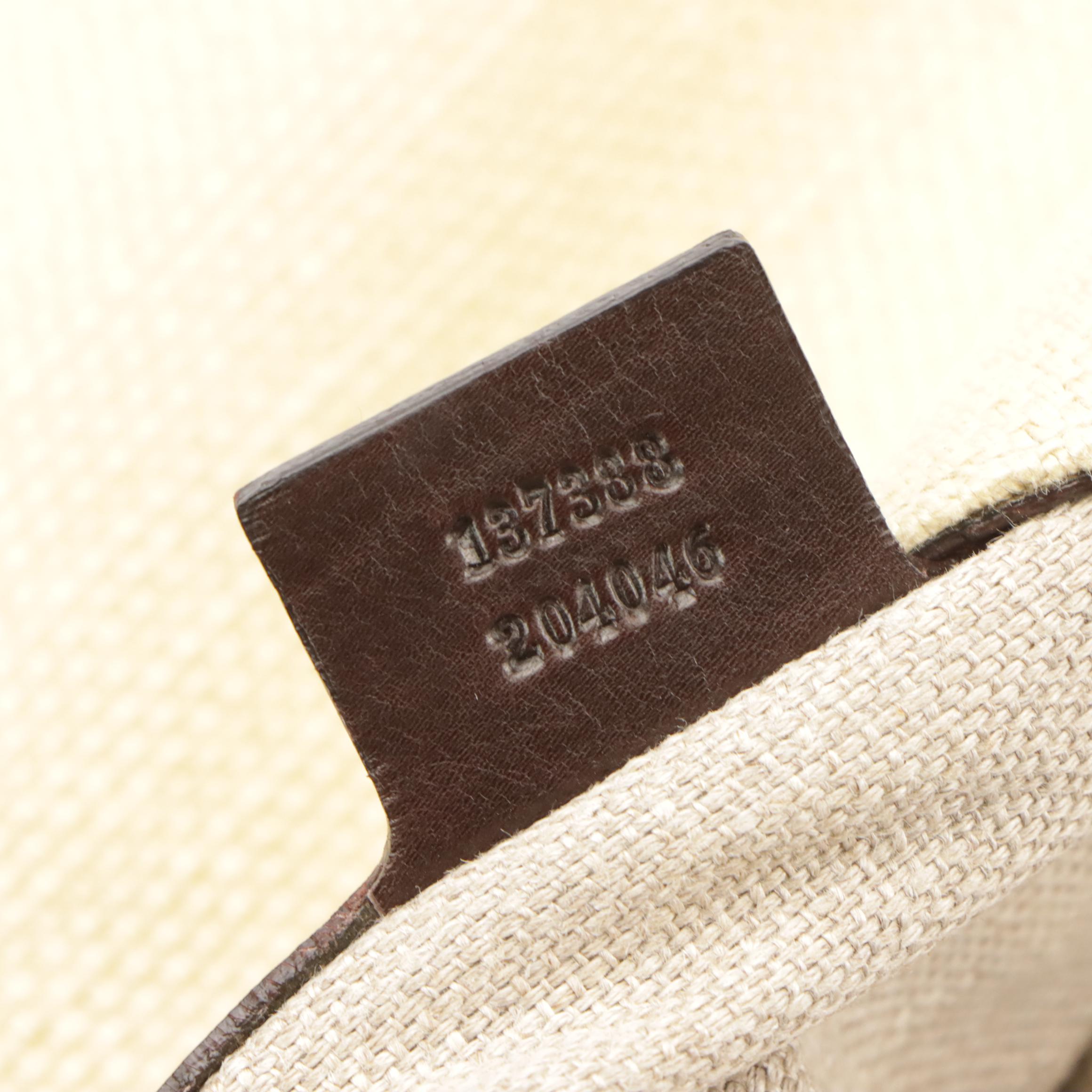 Gucci Horsebit Woven Canvas and Brown Leather Shoulder Bag