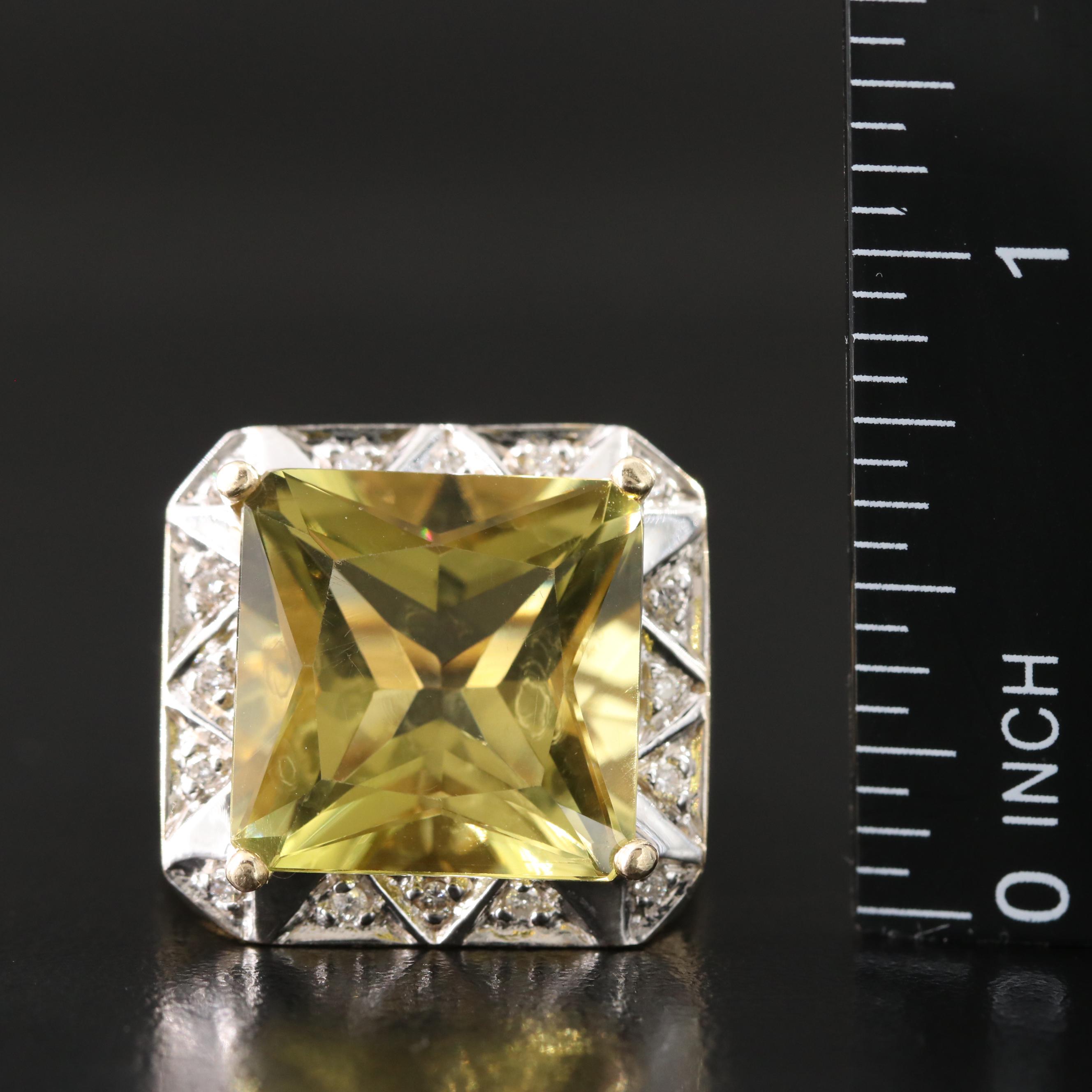 14K 12.94 CT Citrine and Diamond Ring