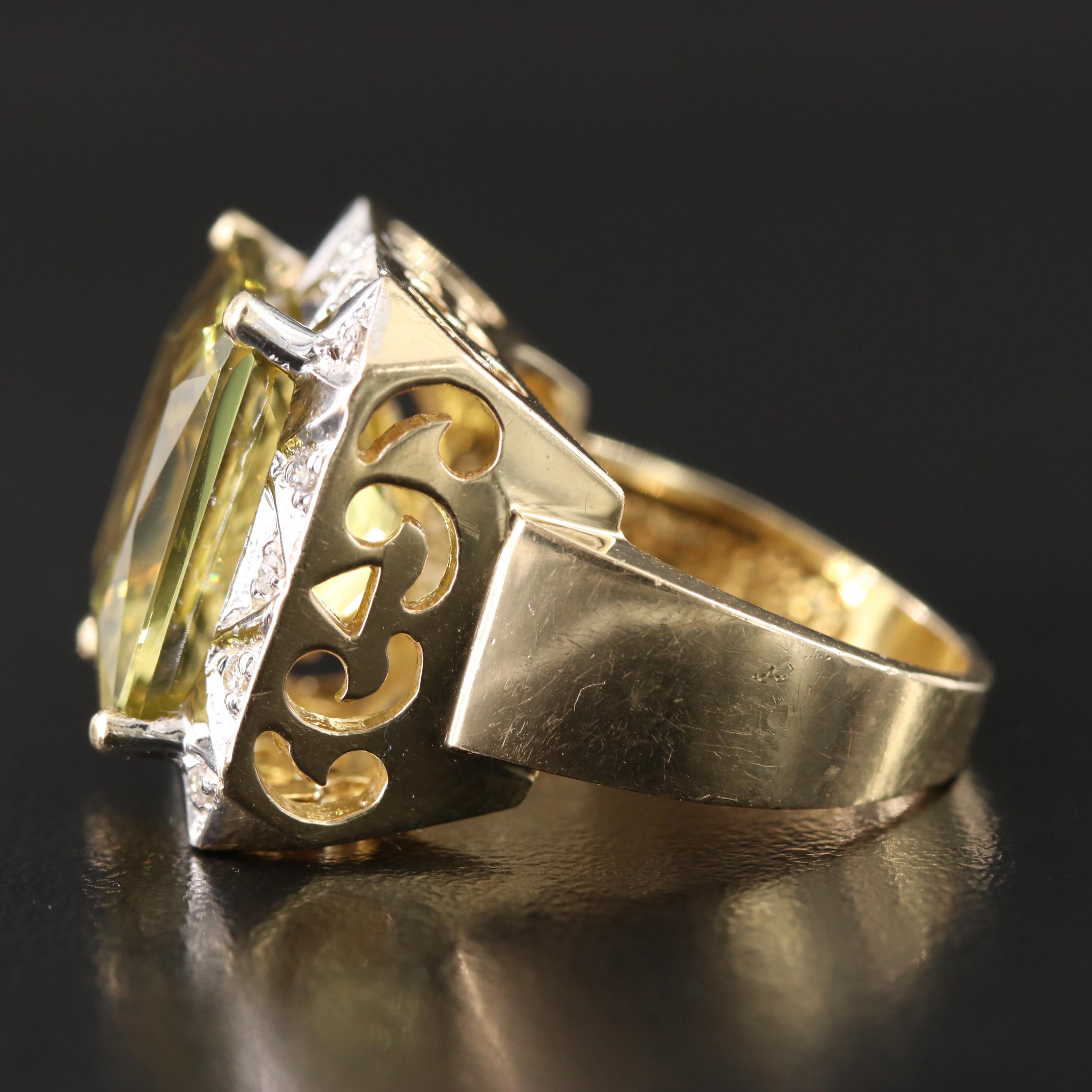 14K 12.94 CT Citrine and Diamond Ring