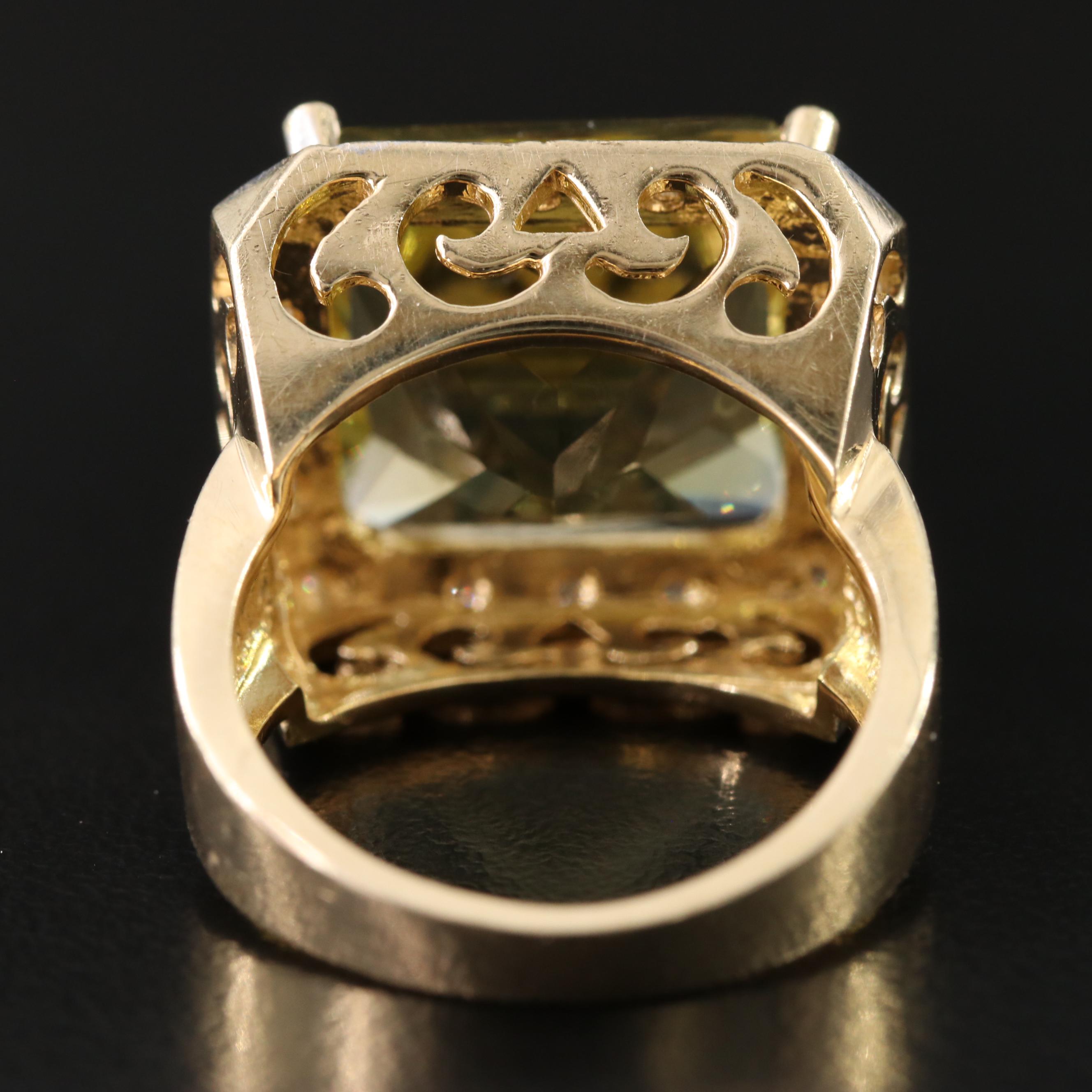 14K 12.94 CT Citrine and Diamond Ring