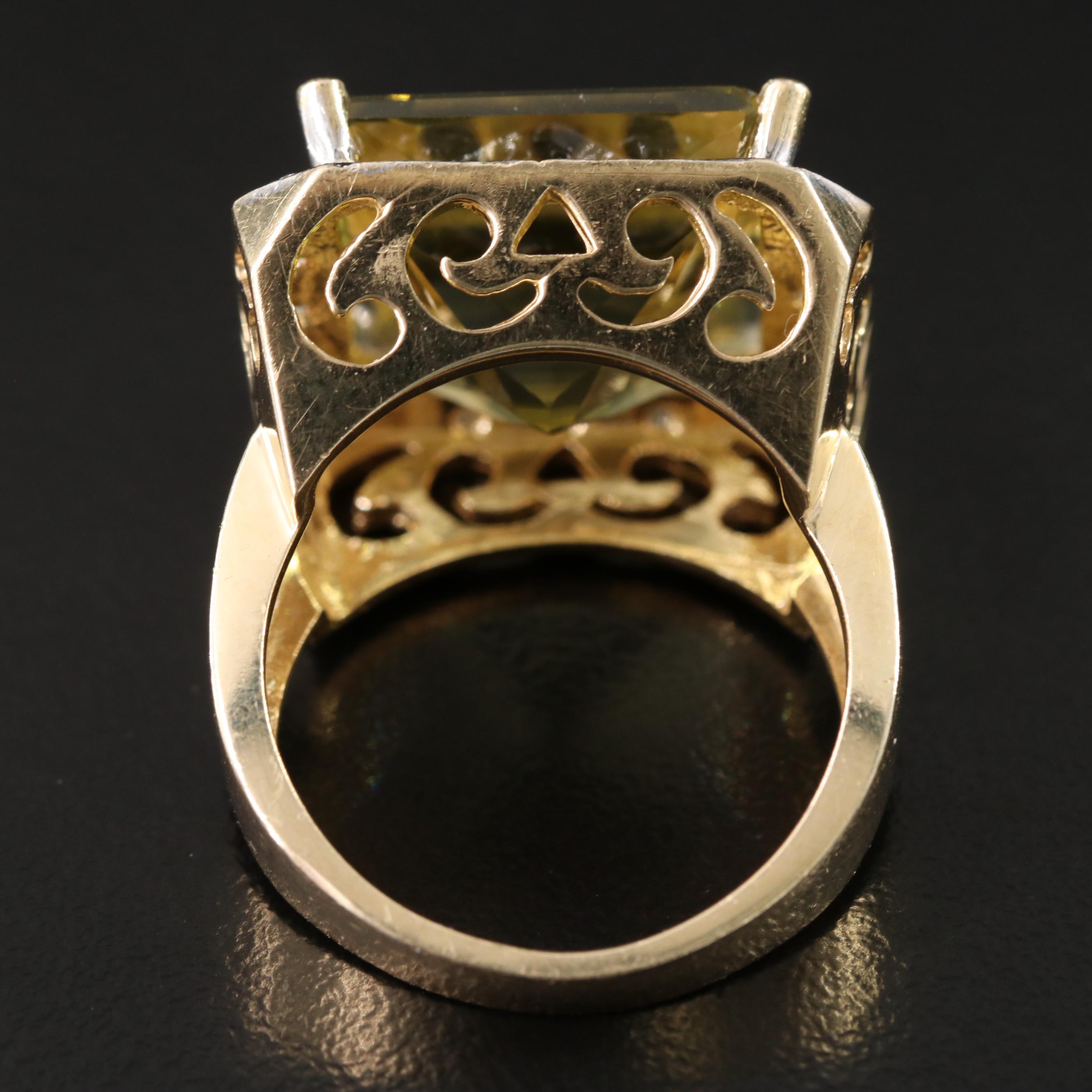 14K 12.94 CT Citrine and Diamond Ring