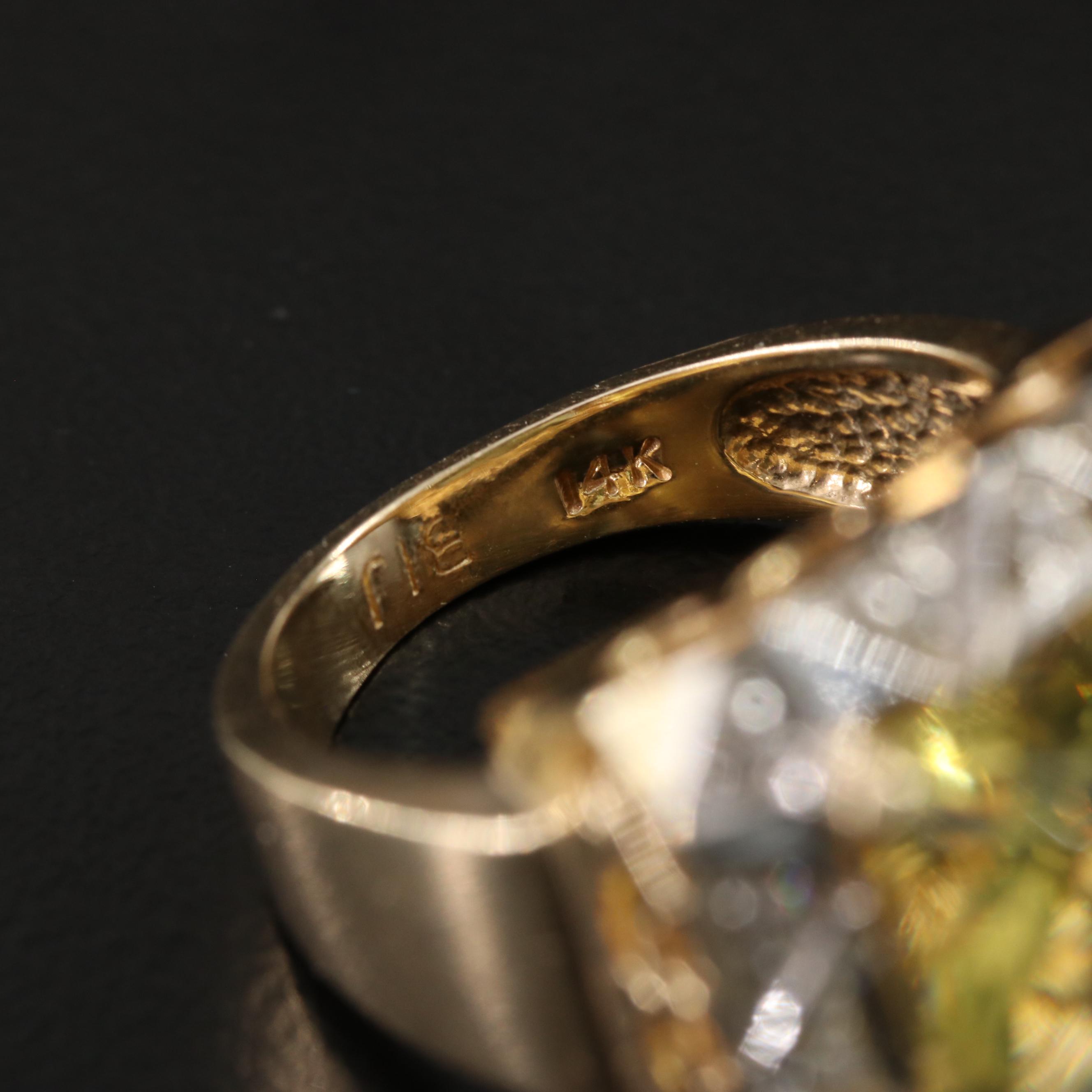 14K 12.94 CT Citrine and Diamond Ring