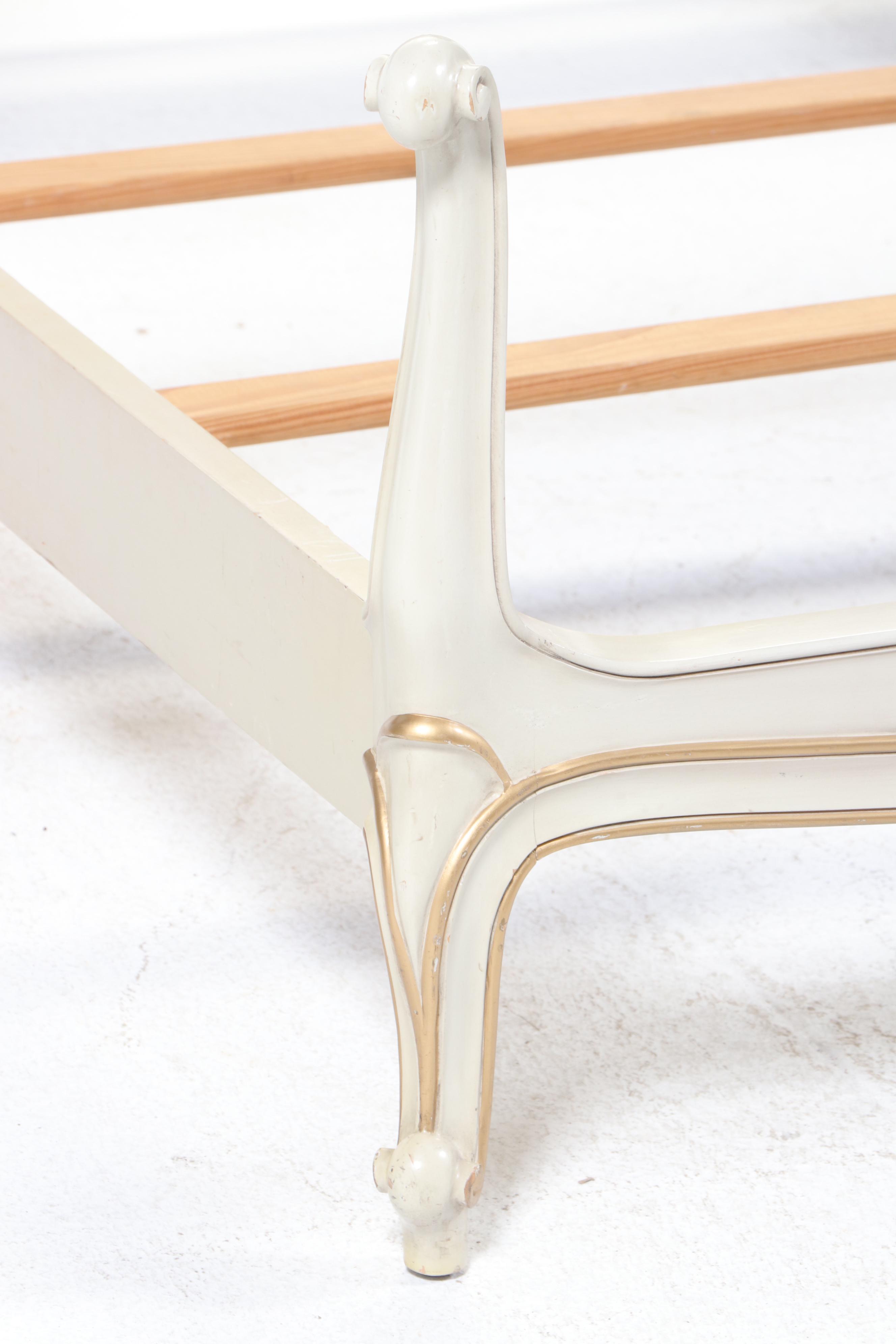 Drexel "Touraine" Louis XV Style Painted and Parcel Gilt Full Size Bed Frame