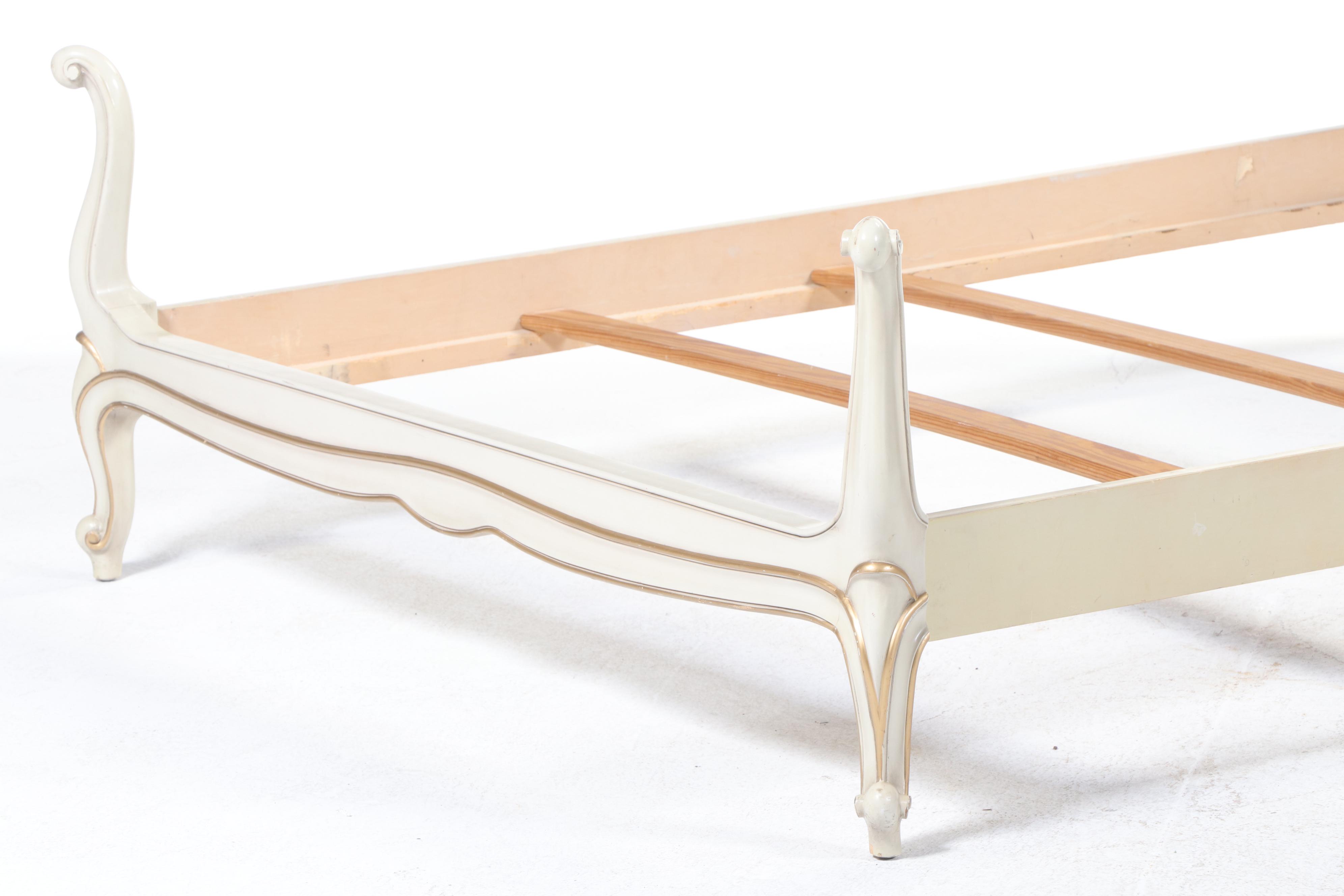 Drexel "Touraine" Louis XV Style Painted and Parcel Gilt Full Size Bed Frame