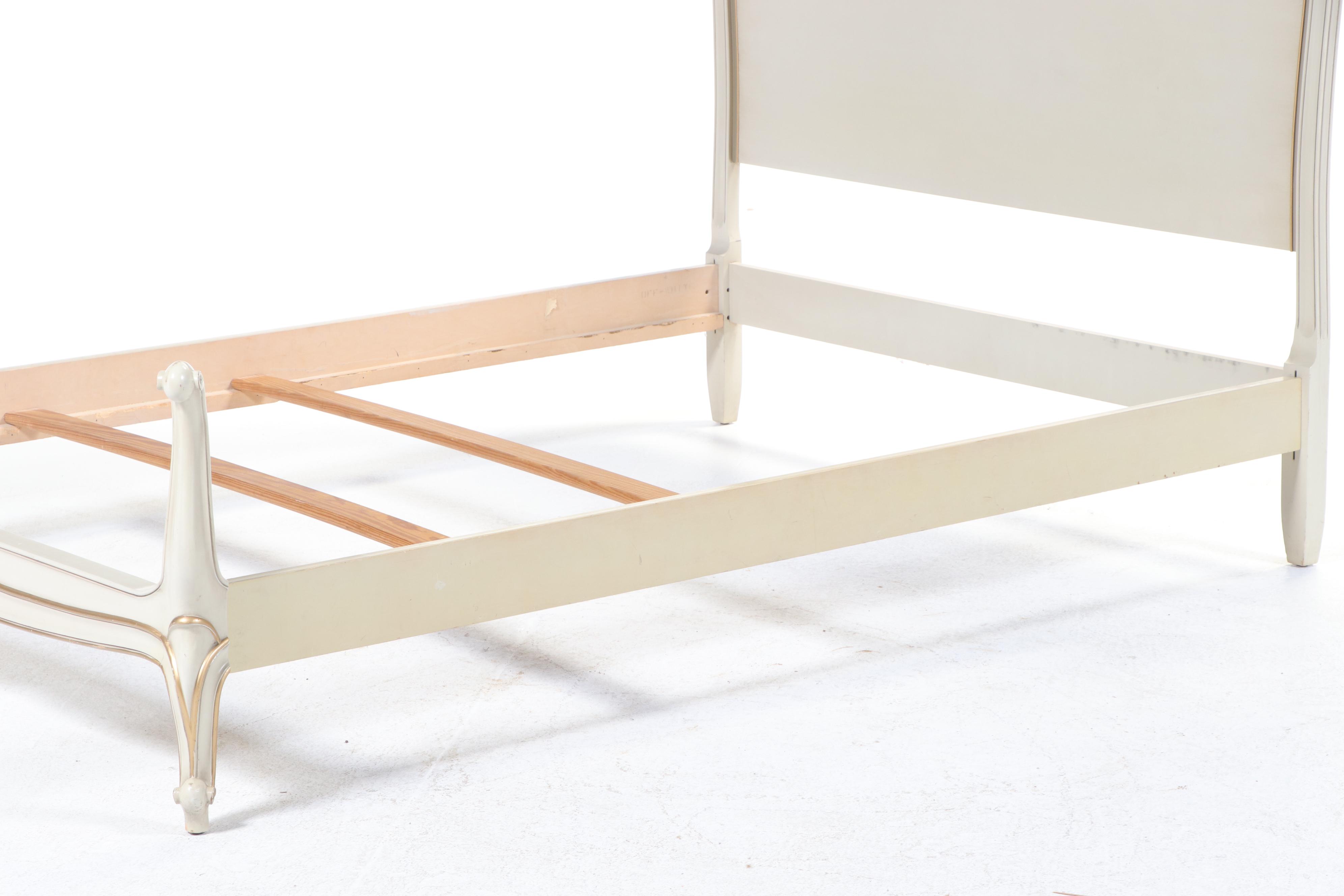 Drexel "Touraine" Louis XV Style Painted and Parcel Gilt Full Size Bed Frame