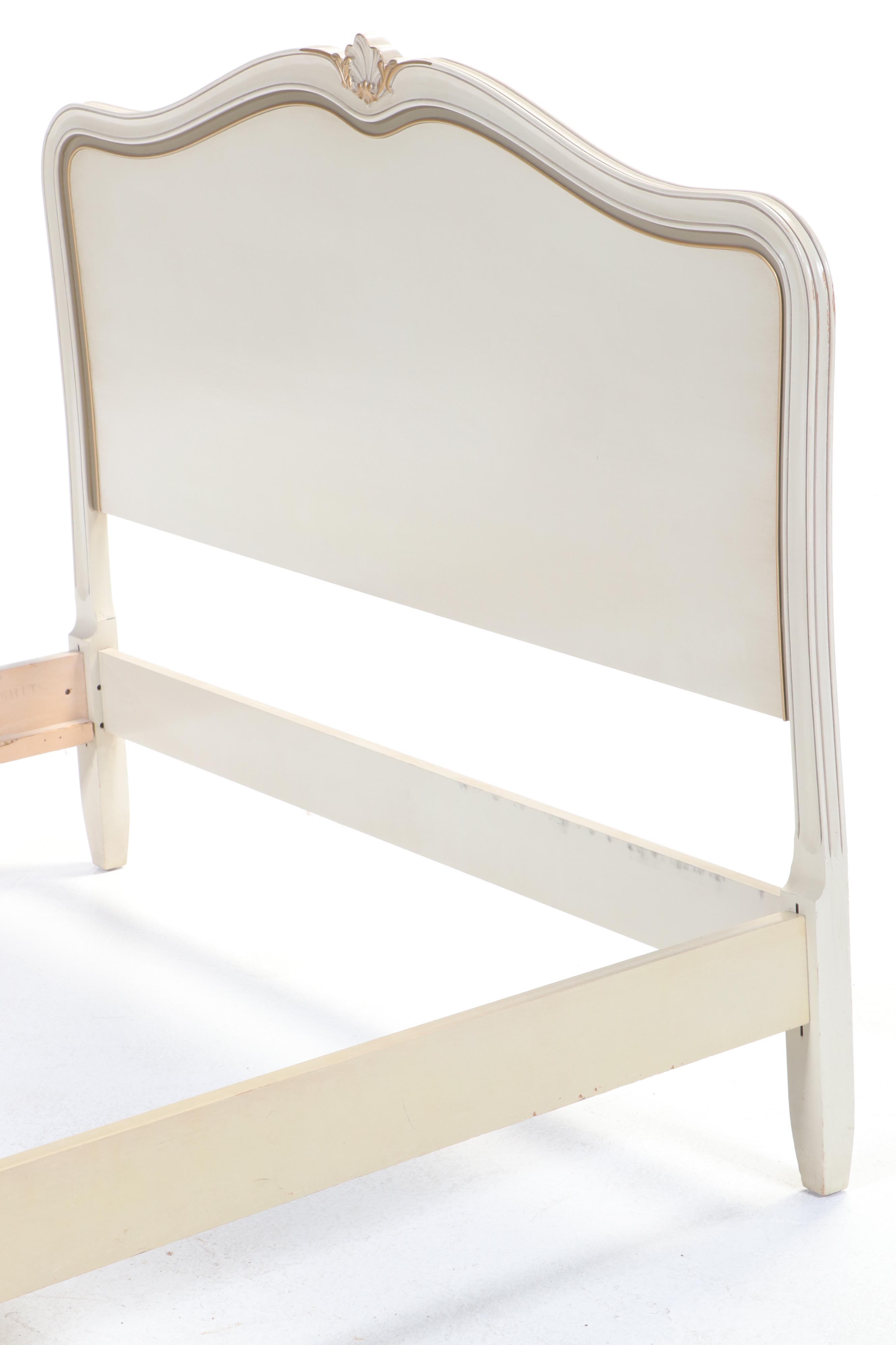 Drexel "Touraine" Louis XV Style Painted and Parcel Gilt Full Size Bed Frame