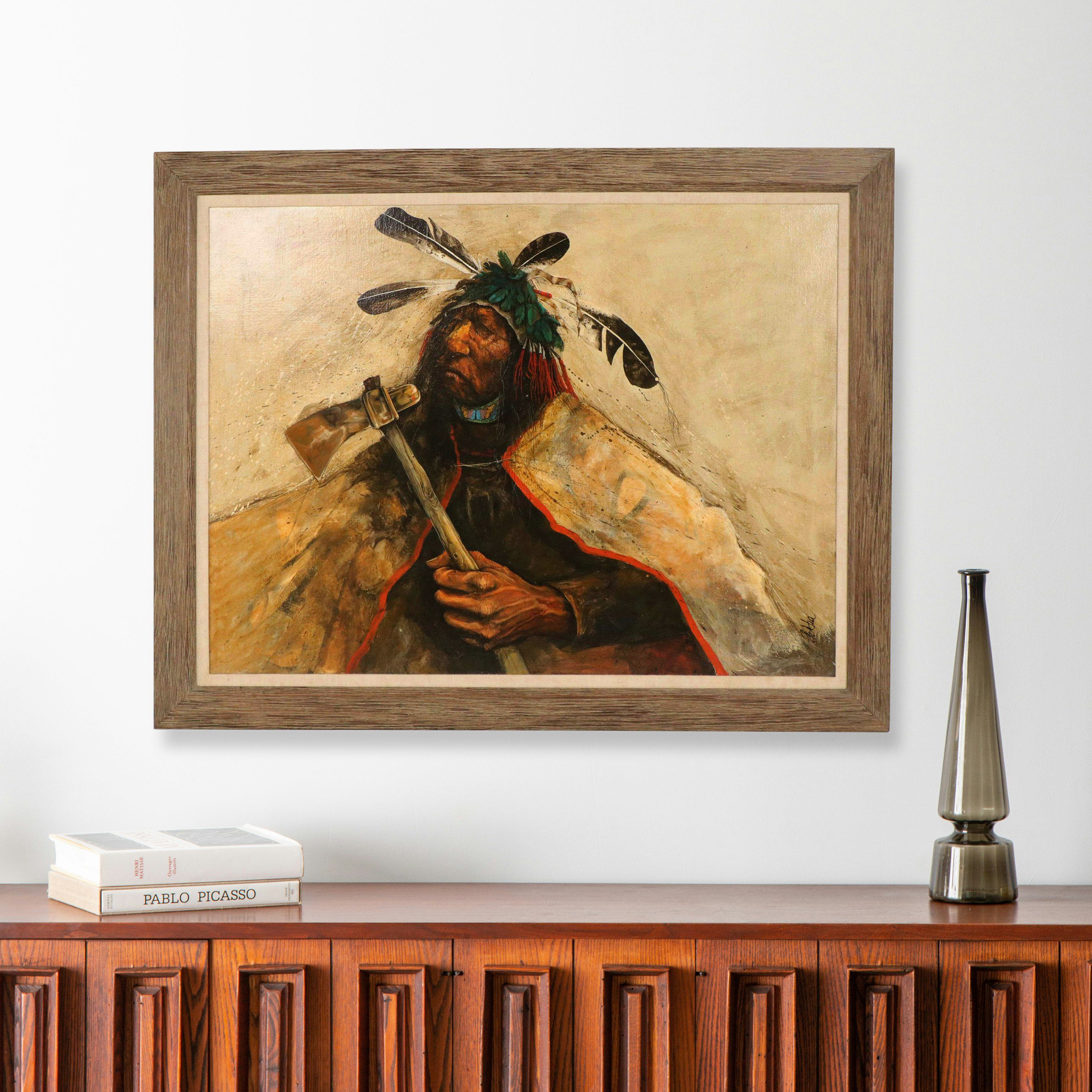 Paul Pletka Oil Portrait of a Native American, Circa 1970